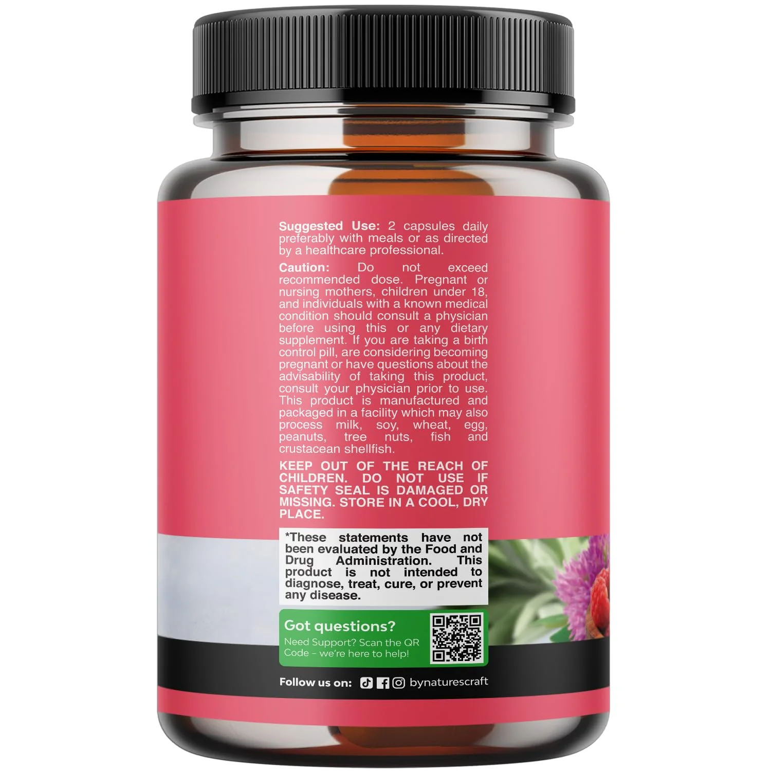 Natures Craft Complete Herbal Menopause Supplement for Women - Female Hormone Balance Capsules for Night Sweats Hot Flashes & Mood Swings with Dong Quai, Chaste Berry & Black Cohosh Root - 60 Count - Image 2