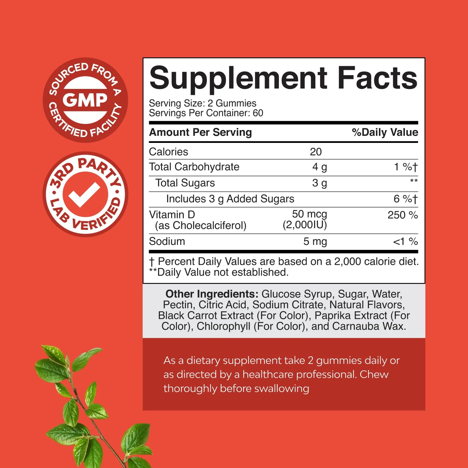 Natures Craft Vitamin D3 Gummies for Daily Wellness - Delicious Vitamin D Gummies for Adults with D3 2000IU per Serving Bone Muscle & Immune Support - Non-GMO Gelatin & Gluten Free - 120 Count - Image 8