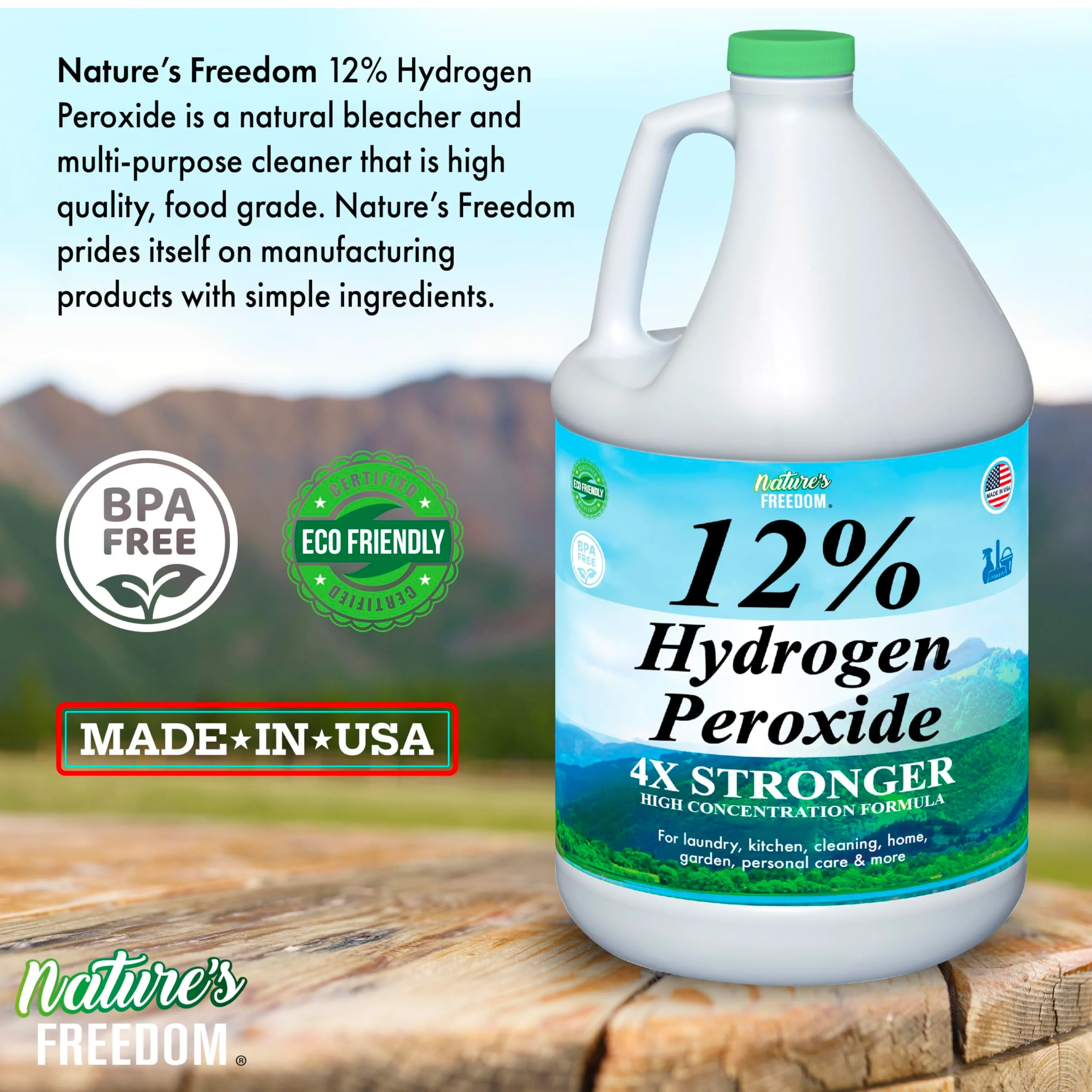 Nature's Freedom 12% Hydrogen Peroxide, Food Grade H2O2 and Purified Water Only, 1 Gallon Solution - Image 8