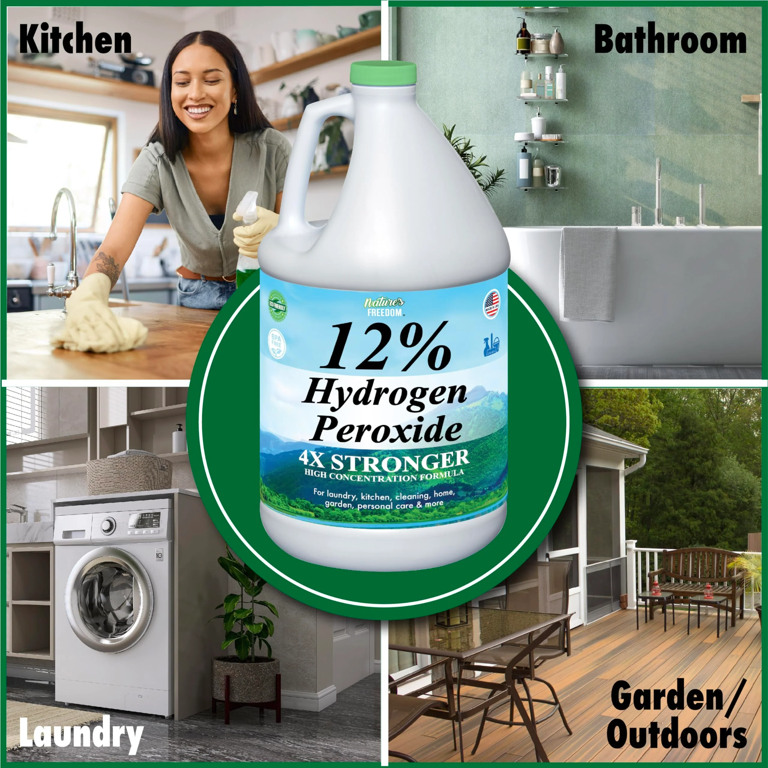 Nature's Freedom 12% Hydrogen Peroxide, Food Grade H2O2 and Purified Water Only, 4 Gallons Solution - Image 4