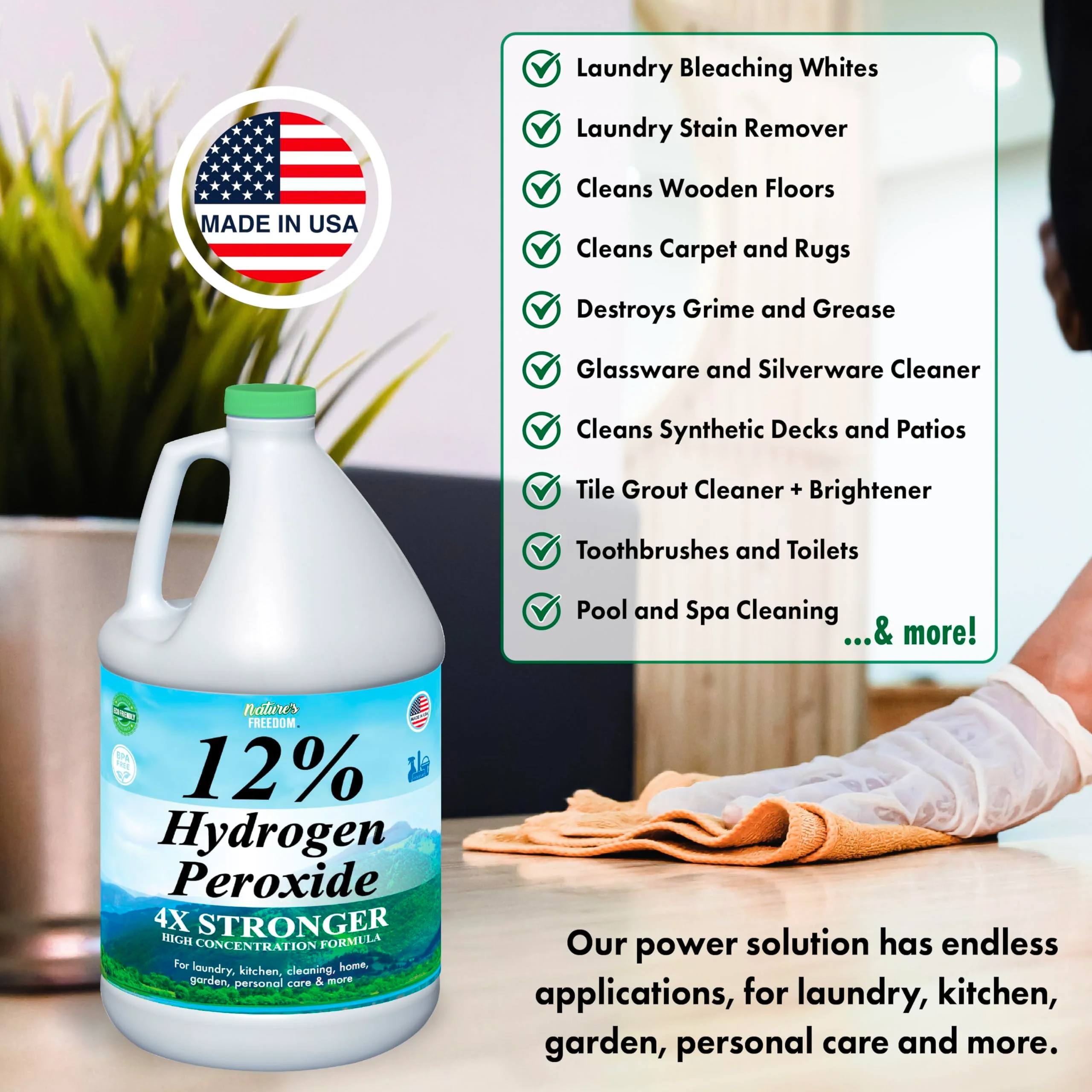 Nature's Freedom 12% Hydrogen Peroxide, Food Grade H2O2 and Purified Water Only, 4 Gallons Solution - Image 5