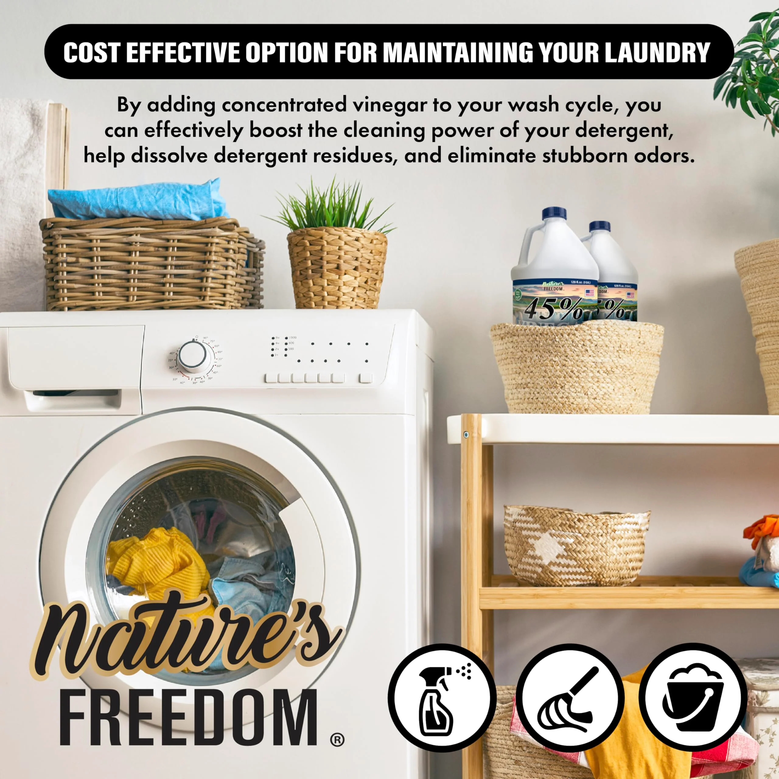 Nature's Freedom 45% Concentrated Vinegar, 4 Gallons - Dilutes to 36 Gallons - 9x Strength Multi-Purpose Solution - Image 5