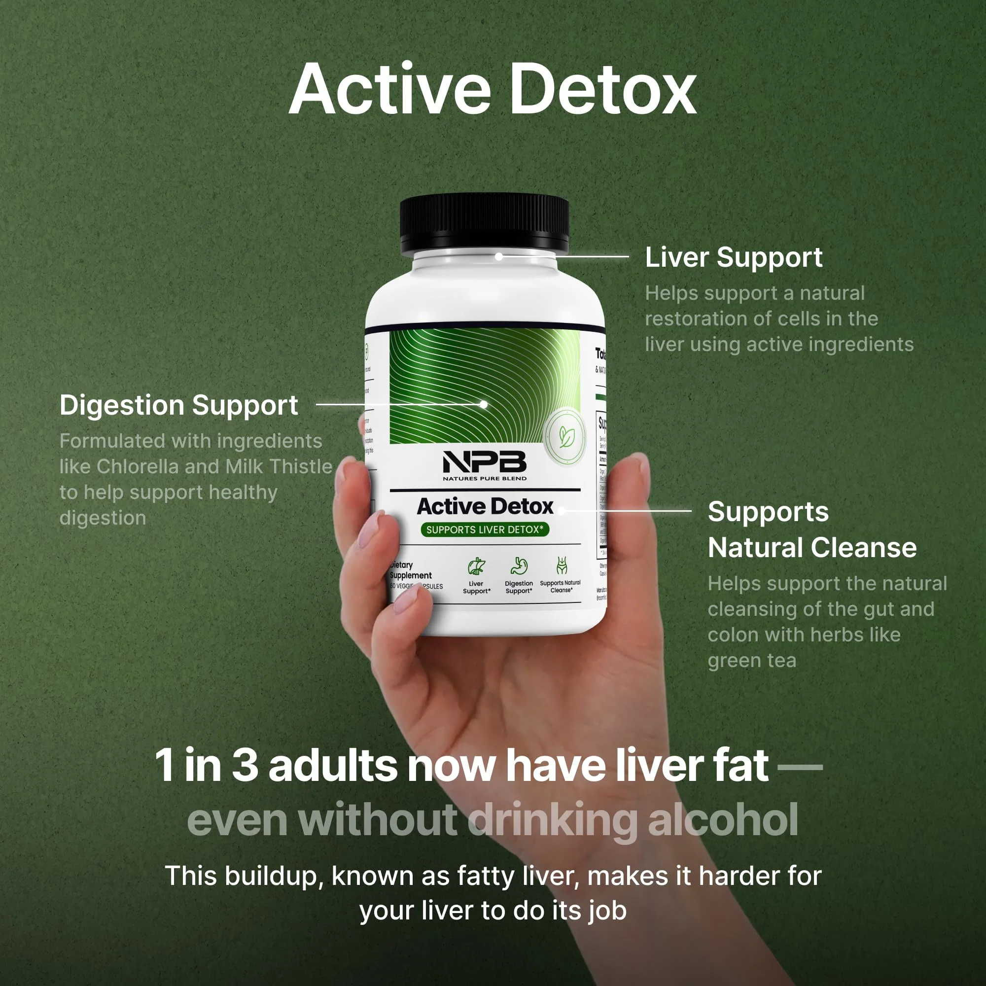 Nature's Pure Blend Active Detox Cleanse – Organic Turmeric Supplement with Apple Cider Vinegar for Digestive Support – Body Detox for Men to Promote Balance & Vitality – Green Tea & Milk Thistle - Image 8