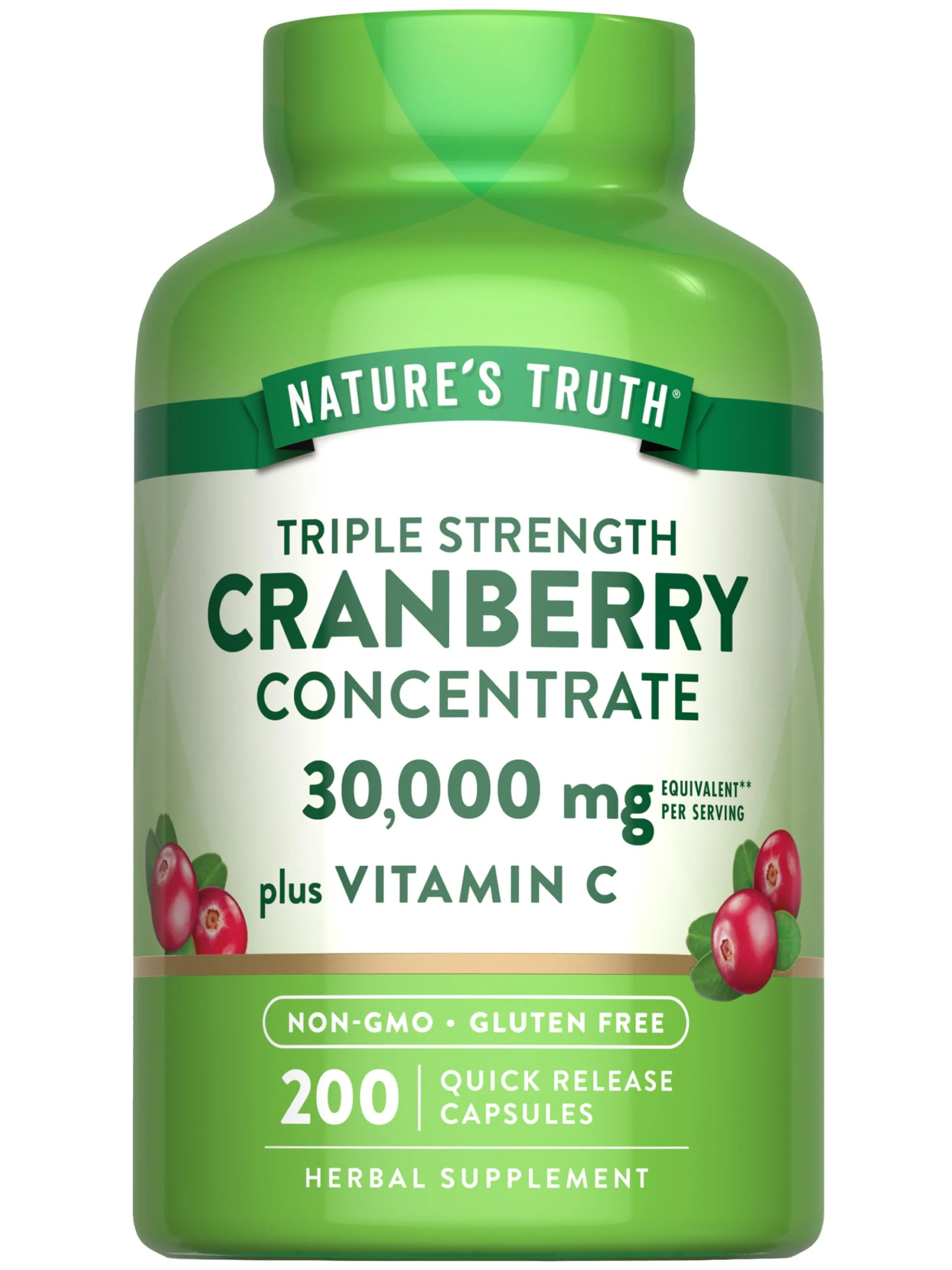Nature's Truth Cranberry Concentrate Pills | Plus Vitamin C | 200 Quick Release Capsules | Non-GMO & Gluten Free Supplement