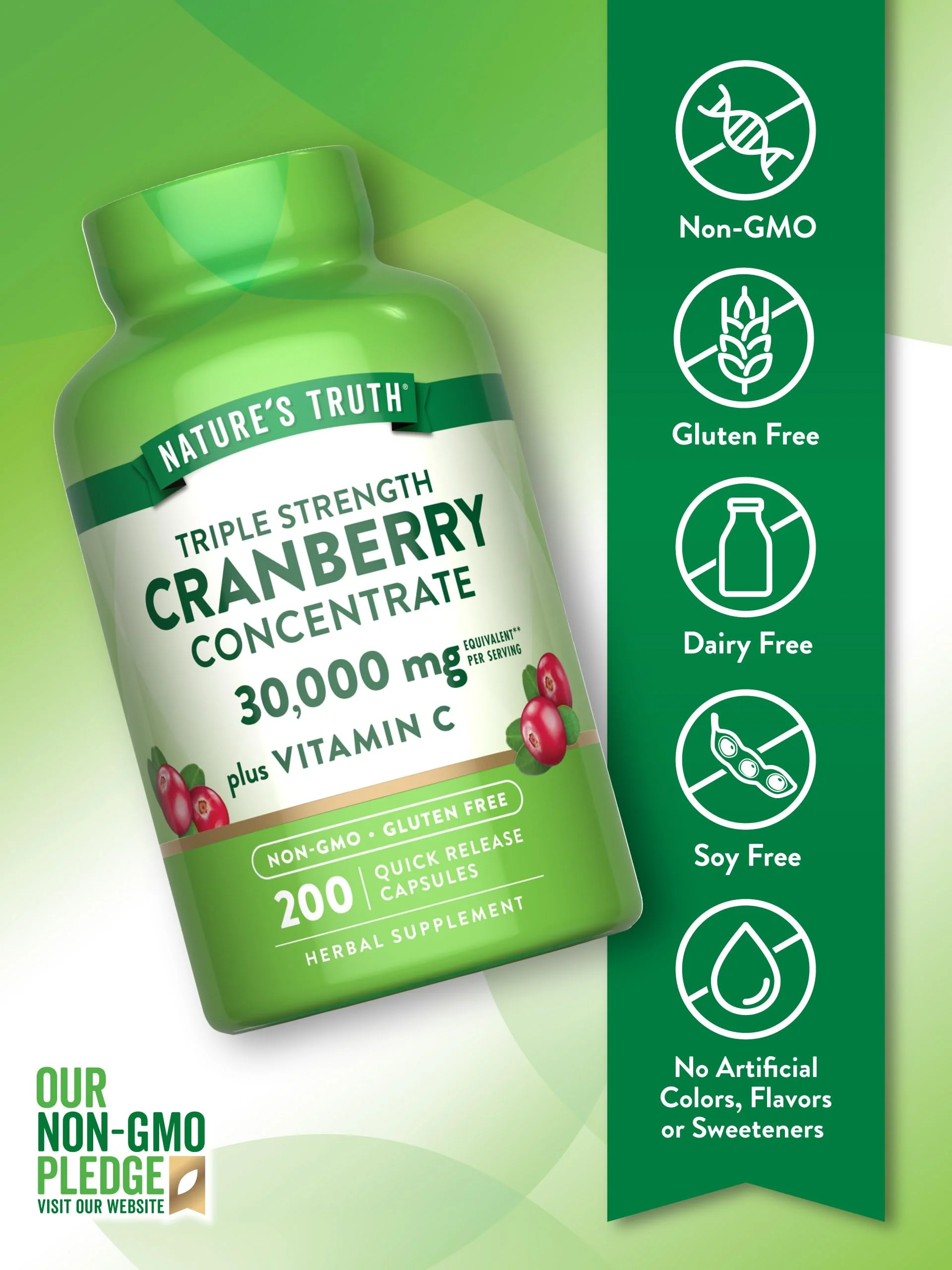 Nature's Truth Cranberry Concentrate Pills | Plus Vitamin C | 200 Quick Release Capsules | Non-GMO & Gluten Free Supplement - Image 6