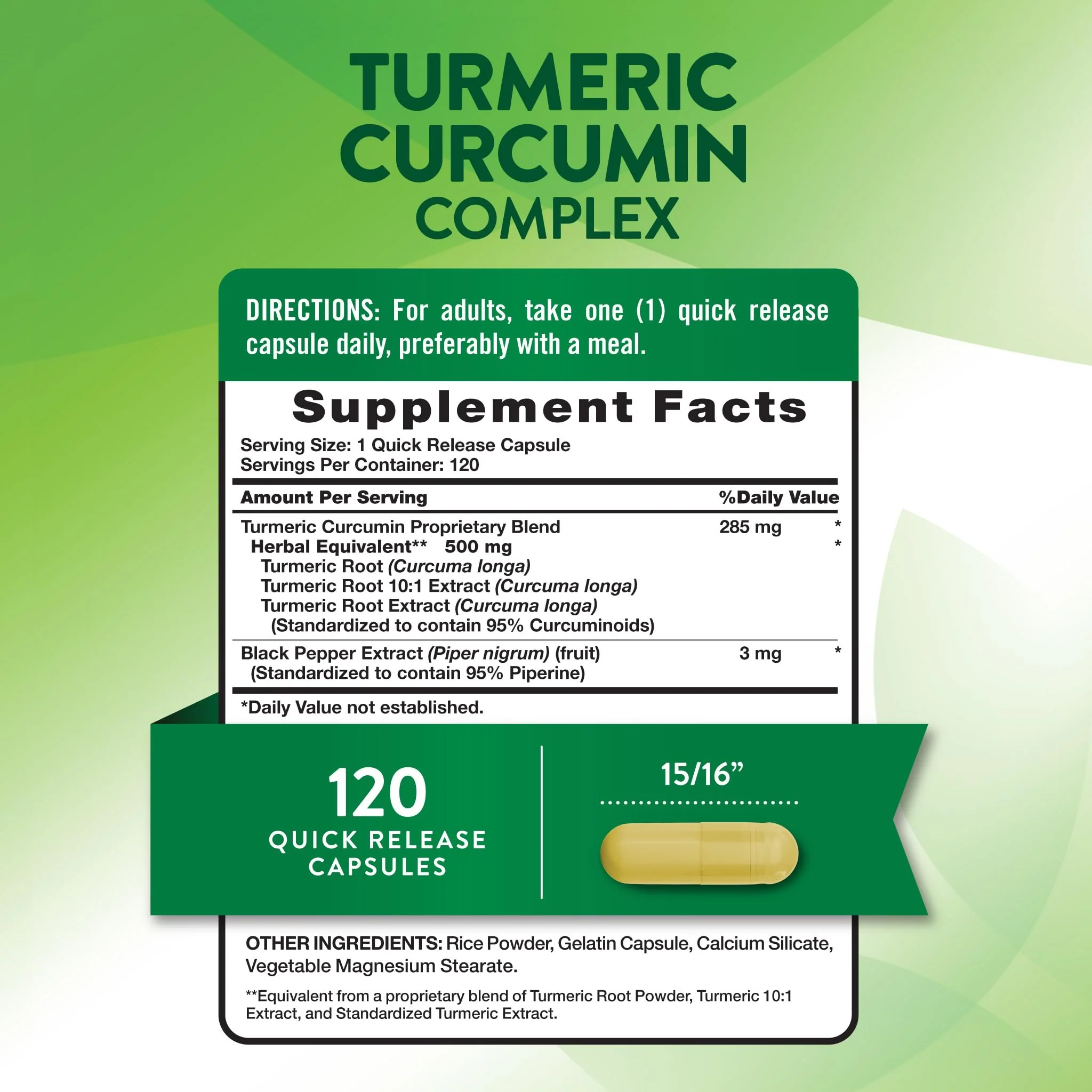 Nature's Truth Turmeric Curcumin | 120 Capsules | with Black Pepper Extract | Non-GMO and Gluten Free Supplement - Image 2