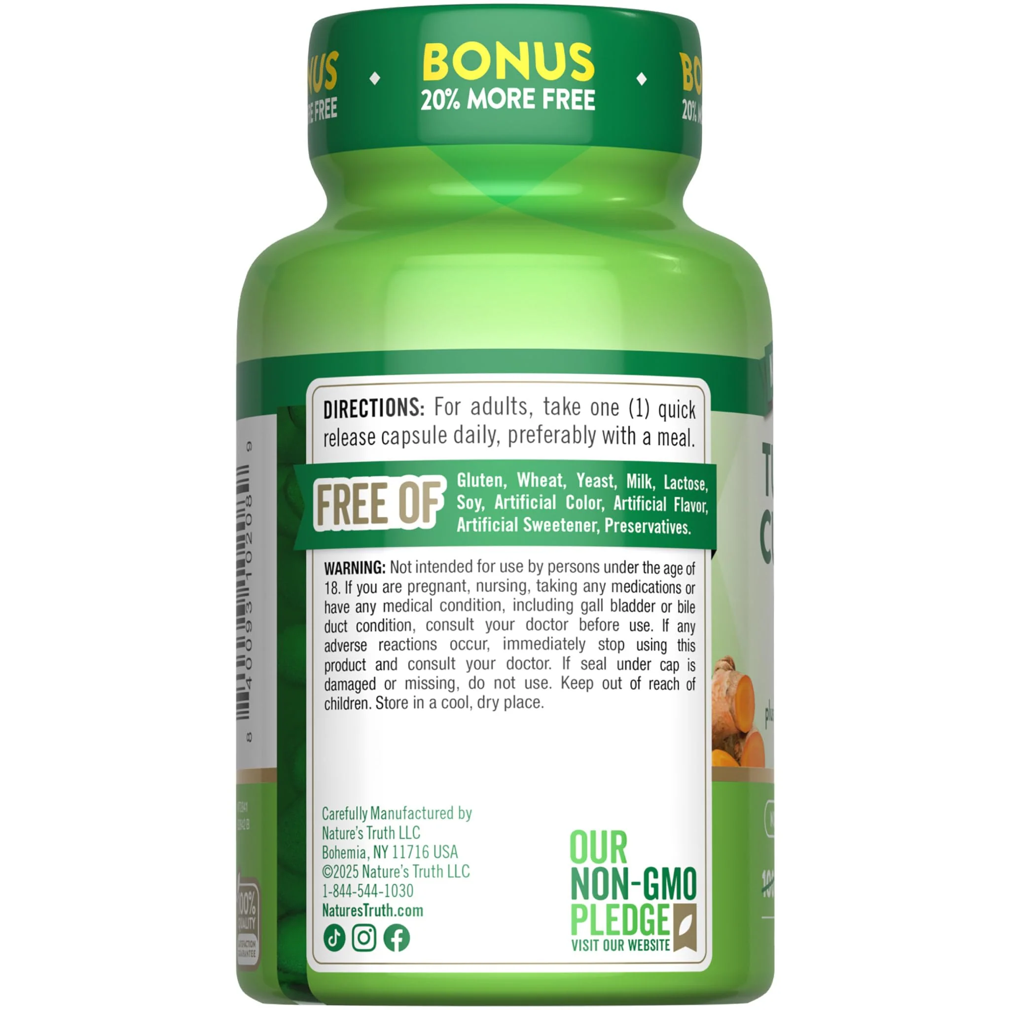 Nature's Truth Turmeric Curcumin | 120 Capsules | with Black Pepper Extract | Non-GMO and Gluten Free Supplement - Image 7