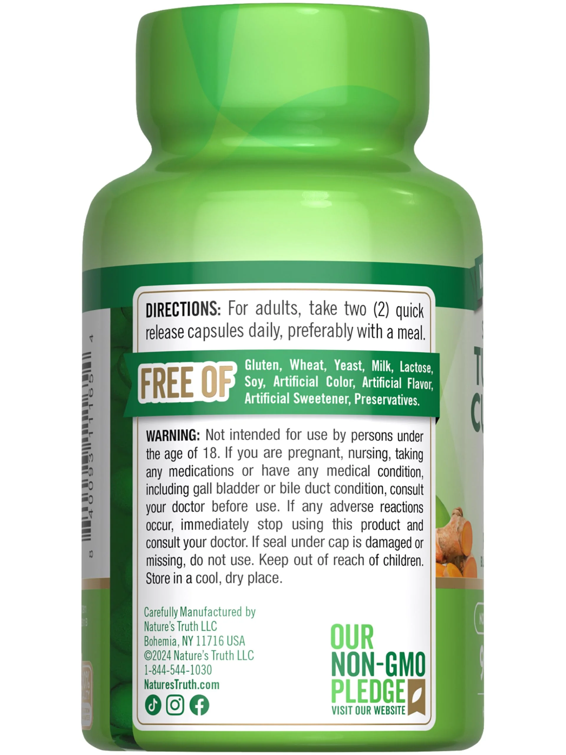 Nature's Truth Turmeric Curcumin Capsules | 90 Count | with 95% Standardized Curcuminoids and Bioperine | Non-GMO and Gluten Free Supplement - Image 2