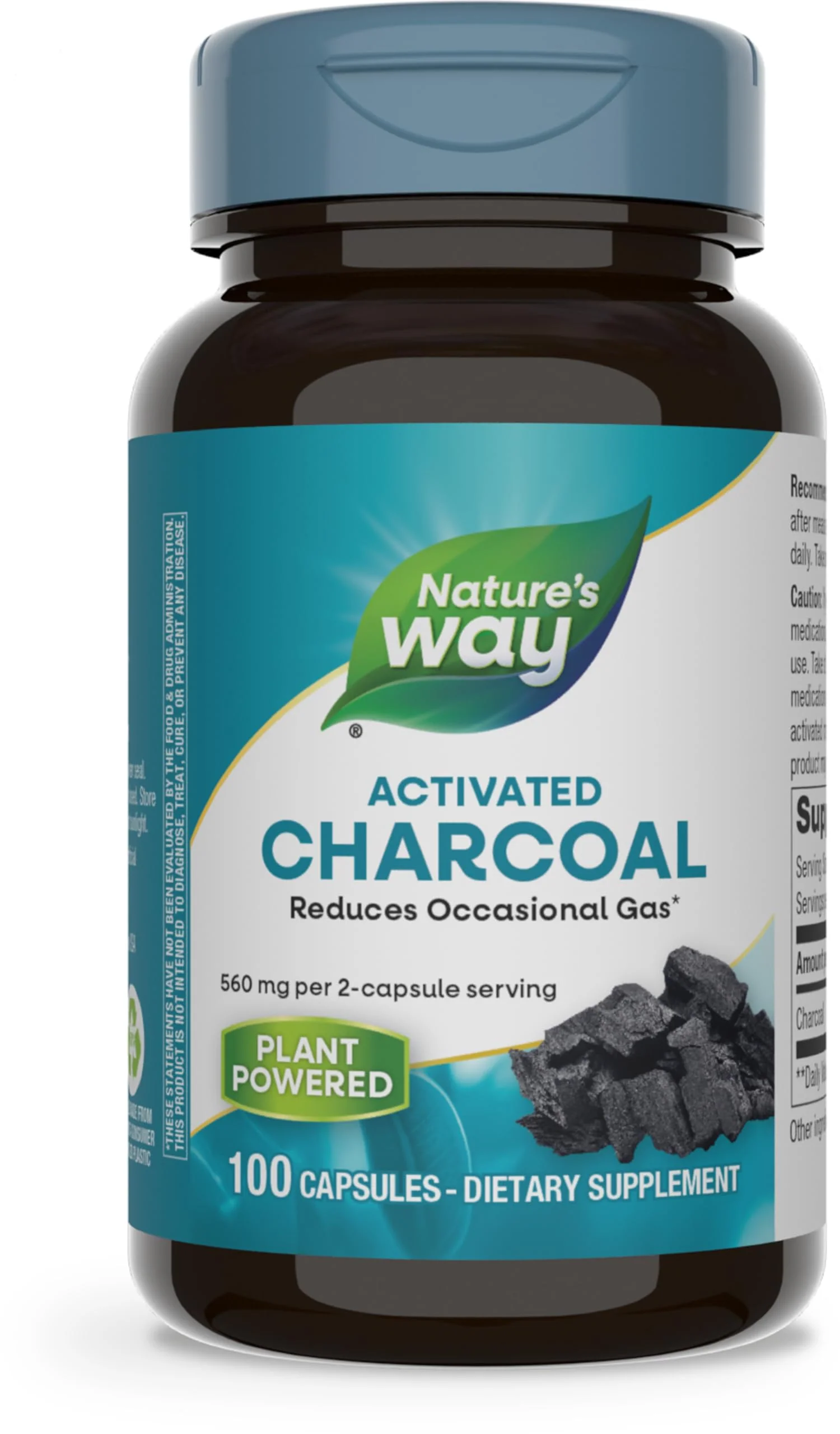 Nature's Way Activated Charcoal, Binds Unwanted Materials and Gas in the Digestive Tract*, 560 mg per 2-Capsule Serving, 100 Capsules (Packaging May Vary) - 2 Pack - Image 6