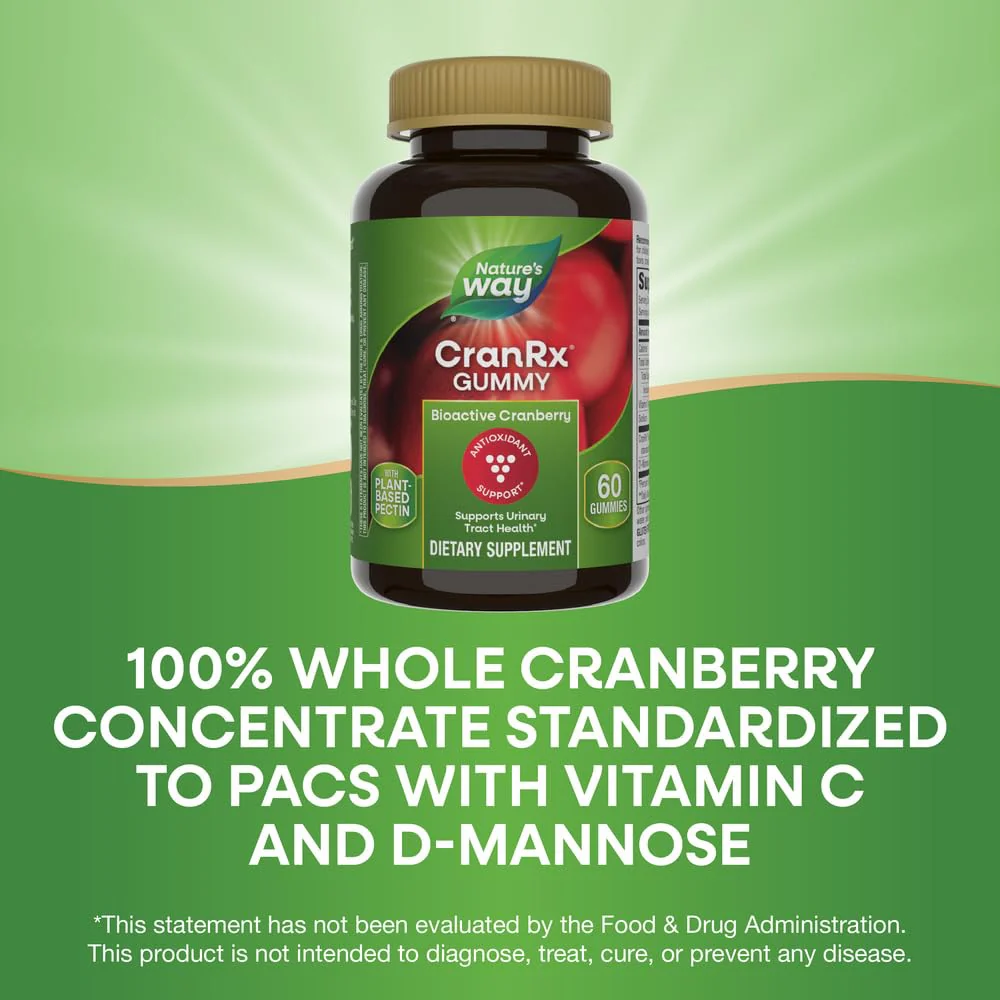 Nature's Way CranRx Gummy Urinary Health BioActive Cranberry + D-Manonse + Vitamin C, 60 Gummies - Image 5
