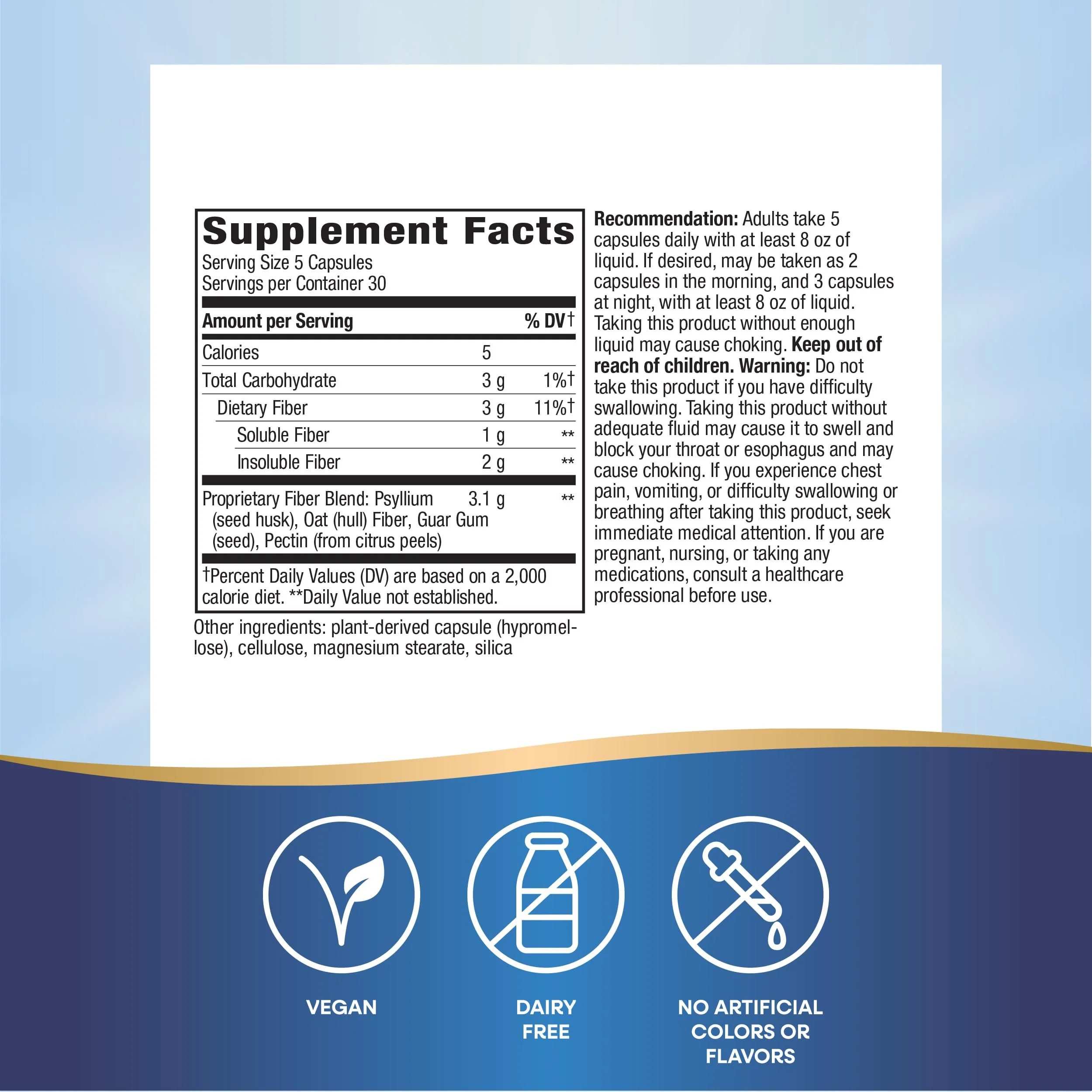 Nature's Way Fiber Fusion Daily, Psyllium Husk Capsules with Oat Bran, Guar Gum, Pectin, Digestive Health Support*, Vegan, 150 Capsules (Packaging May Vary),(Pack of 2) - Image 4