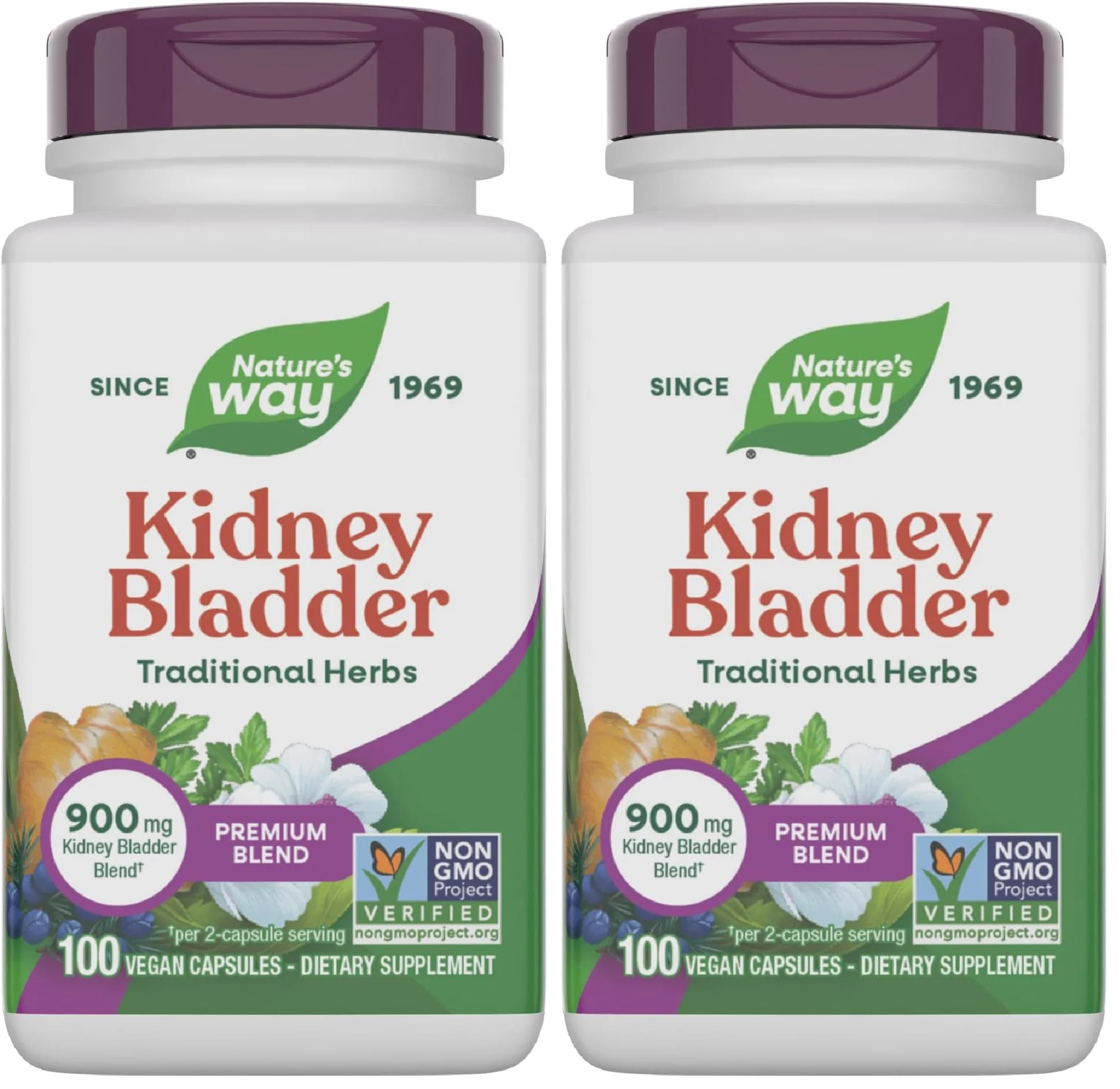 Nature's Way Kidney Bladder, Traditional Herbs Supplement, 900mg Per Serving, 100 Vegan Capsules (Pack of 2)
