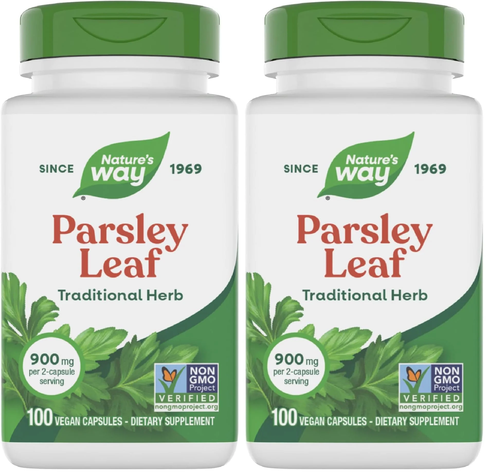 Nature's Way Premium Herbal Parsley Leaf Provides Chlorophyll, 100 Vegan Capsules (Pack of 2)