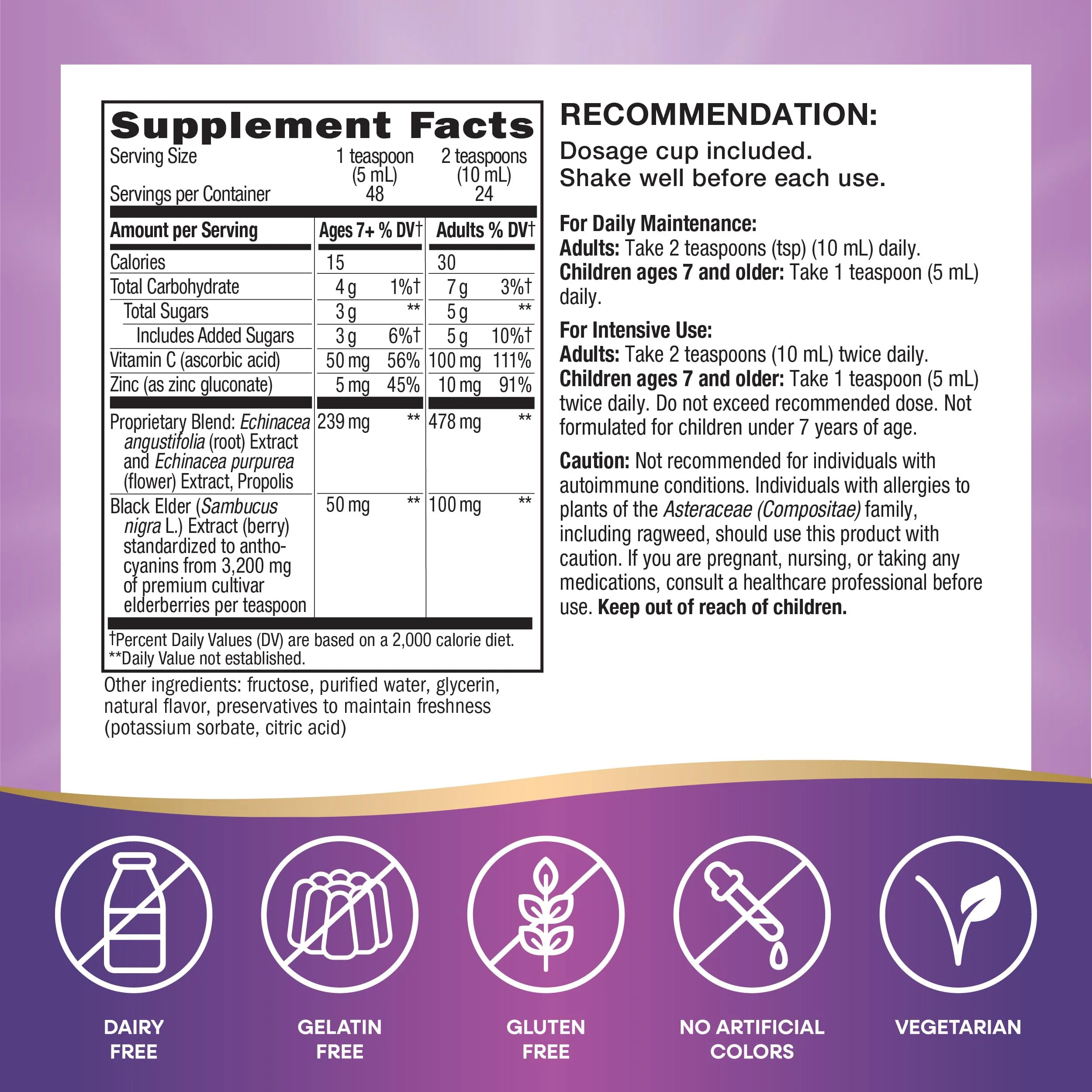 Nature's Way Sambucus Immune Elderberry Syrup, Elderberry extract, Vitamin C and Zinc with Propolis & Echinacea for Immune Support*, with Superfood Antioxidants(1), 8 Fl Oz (Packaging May Vary) - Image 4