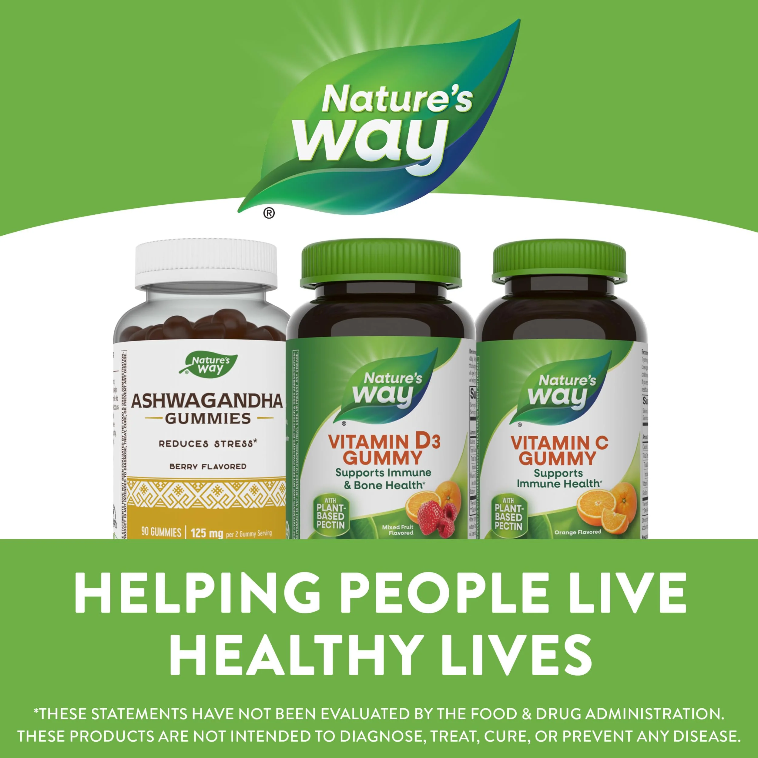 Nature's Way Vitamin D3 Gummies, Supports Immune and Bone Health*, 2000 IU (50 mcg) per 2-Gummy Serving, Vitamin D3 2000IU per 2 Gummies, Mixed Fruit Flavored, 120 Count (Set of 2) - Image 2