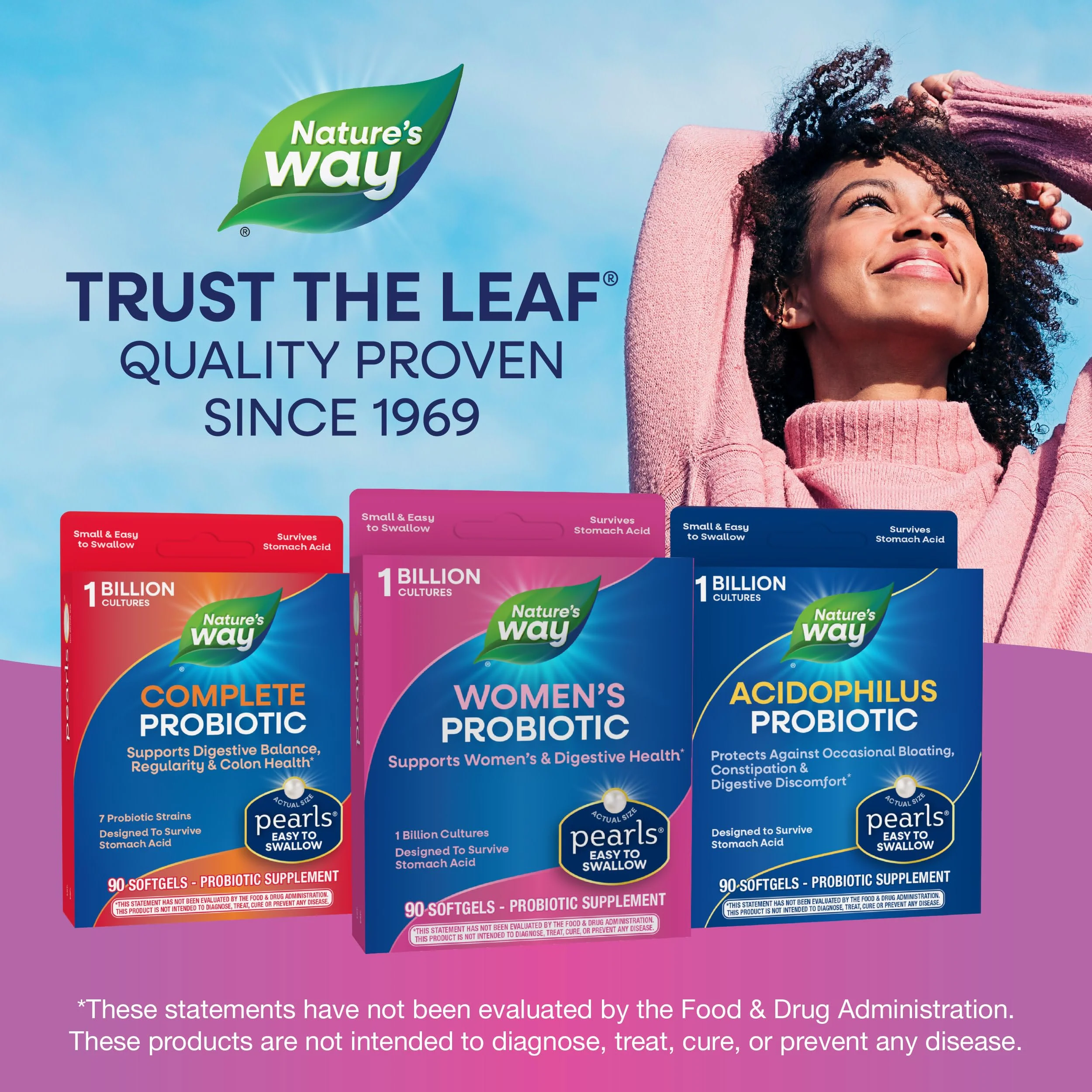 Nature's Way Women's Probiotic Pearls, Supports Vaginal and Digestive Health*, 1 Billion Live Cultures, Protects Against Occasional Bloating & Constipation*, Easy-to-Swallow Softgels, 90 Count - Image 5