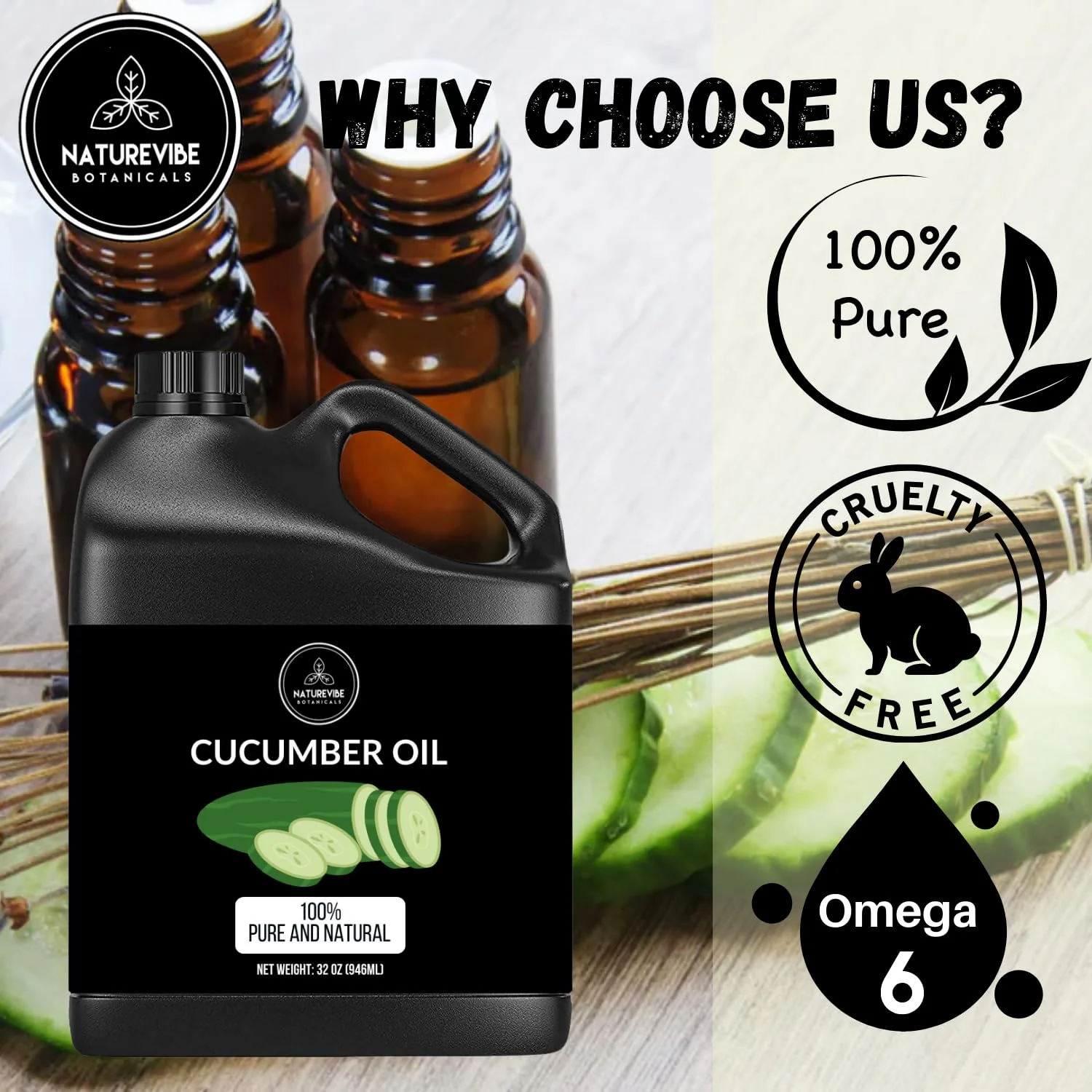 Naturevibe Botanicals Cucumber Oil 32 Ounces | 100% Pure and Natural | Great for Skin Care and Hair Care - Image 8