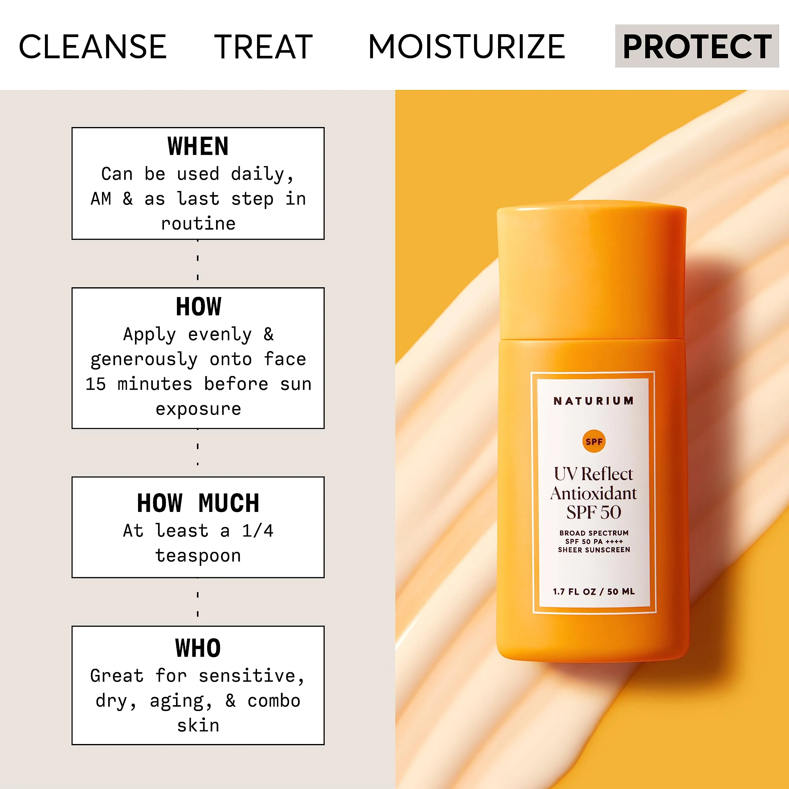 Naturium UV Reflect Antioxidant, Broad Spectrum SPF 50 PA ++++ Sheer Sunscreen, Lightweight Face & Skin Protector with Soft Matte Finish, 1.7 oz - Image 8