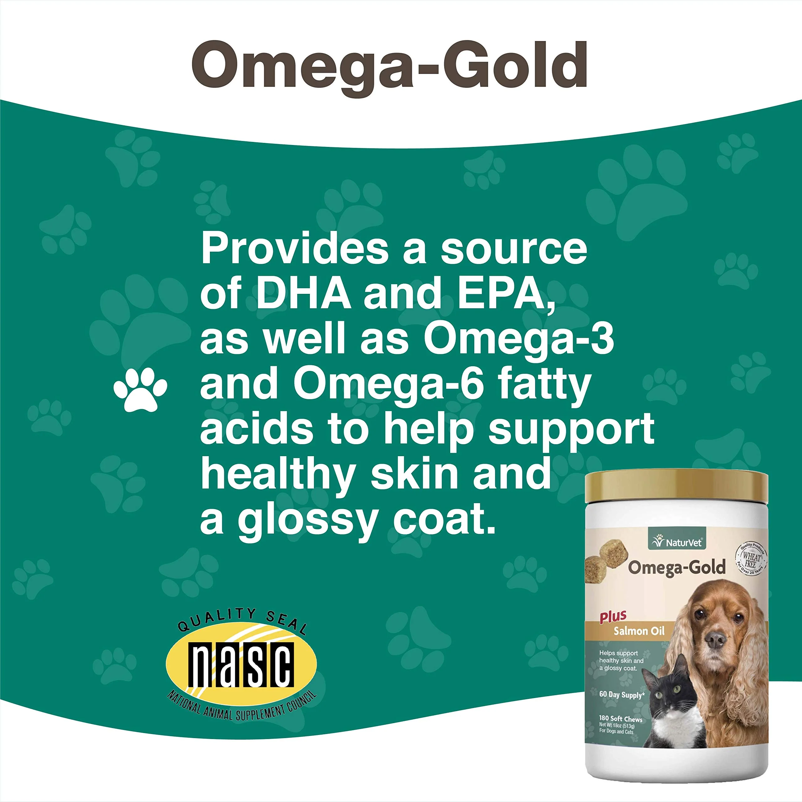 NaturVet – Omega-Gold Plus Salmon Oil | Supports Healthy Skin & Glossy Coat | Enhanced with DHA, EPA, Omega-3 & Omega-6 | for Dogs & Cats | 180 Soft Chews - Image 3