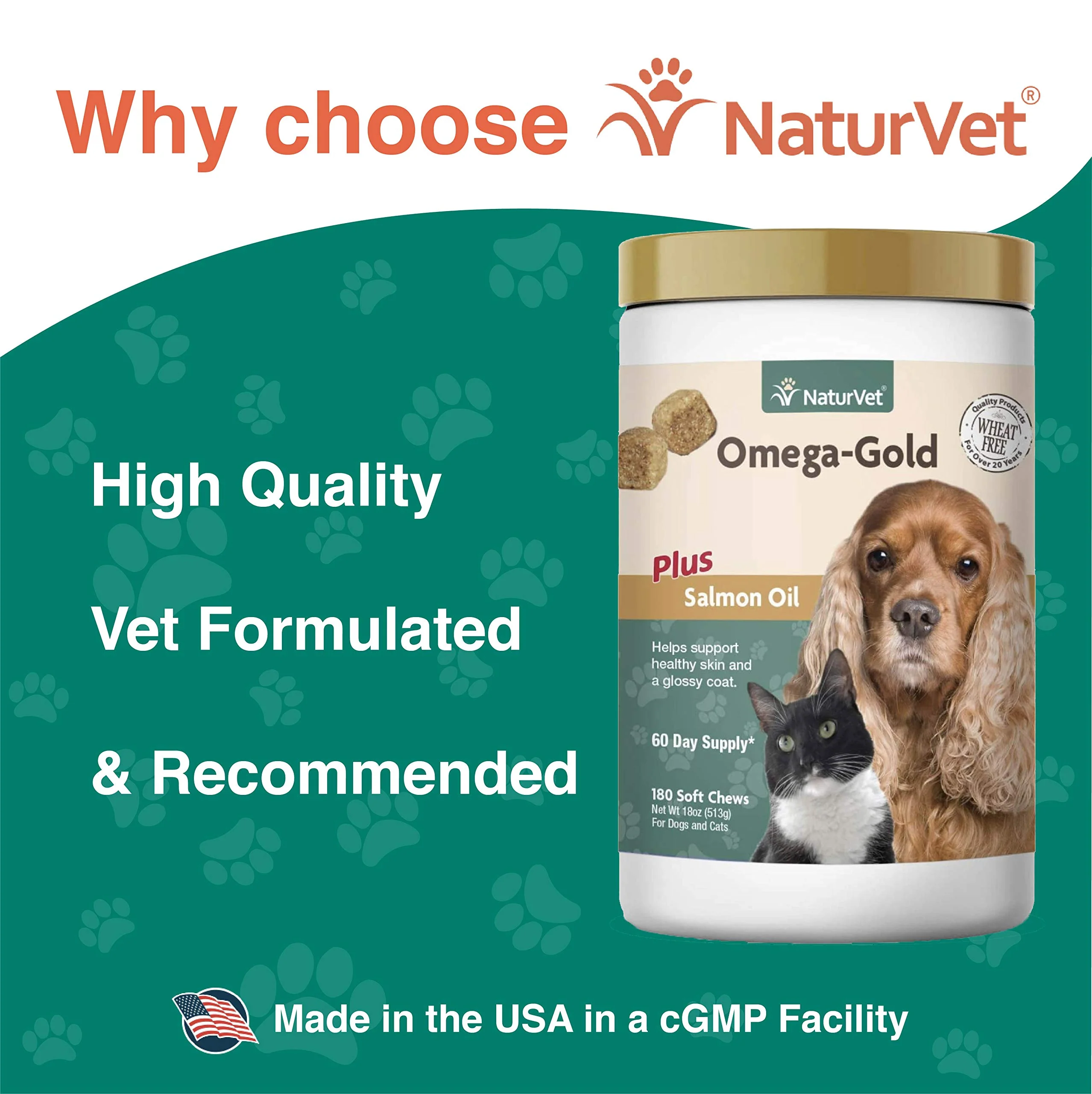 NaturVet – Omega-Gold Plus Salmon Oil | Supports Healthy Skin & Glossy Coat | Enhanced with DHA, EPA, Omega-3 & Omega-6 | for Dogs & Cats | 180 Soft Chews - Image 4