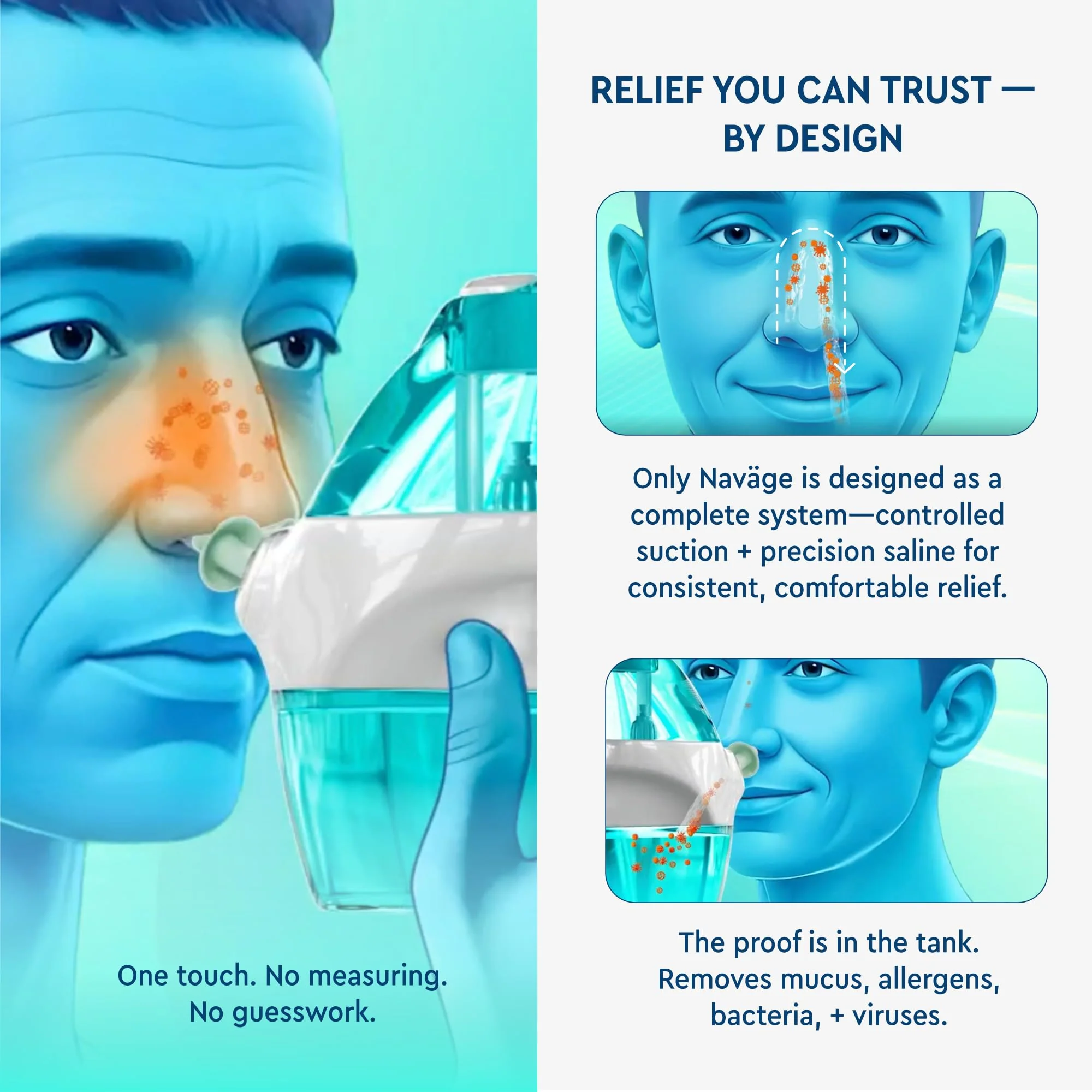 Navage® Nasal Irrigation System Deluxe Bundle, Nose Cleaner for Congestion Relief w/ 30 SaltPods, Storage Caddy, Black Travel Bag & Batteries ($137 Value). Sinus Rinse for Clinically Proven Benefits - Image 7