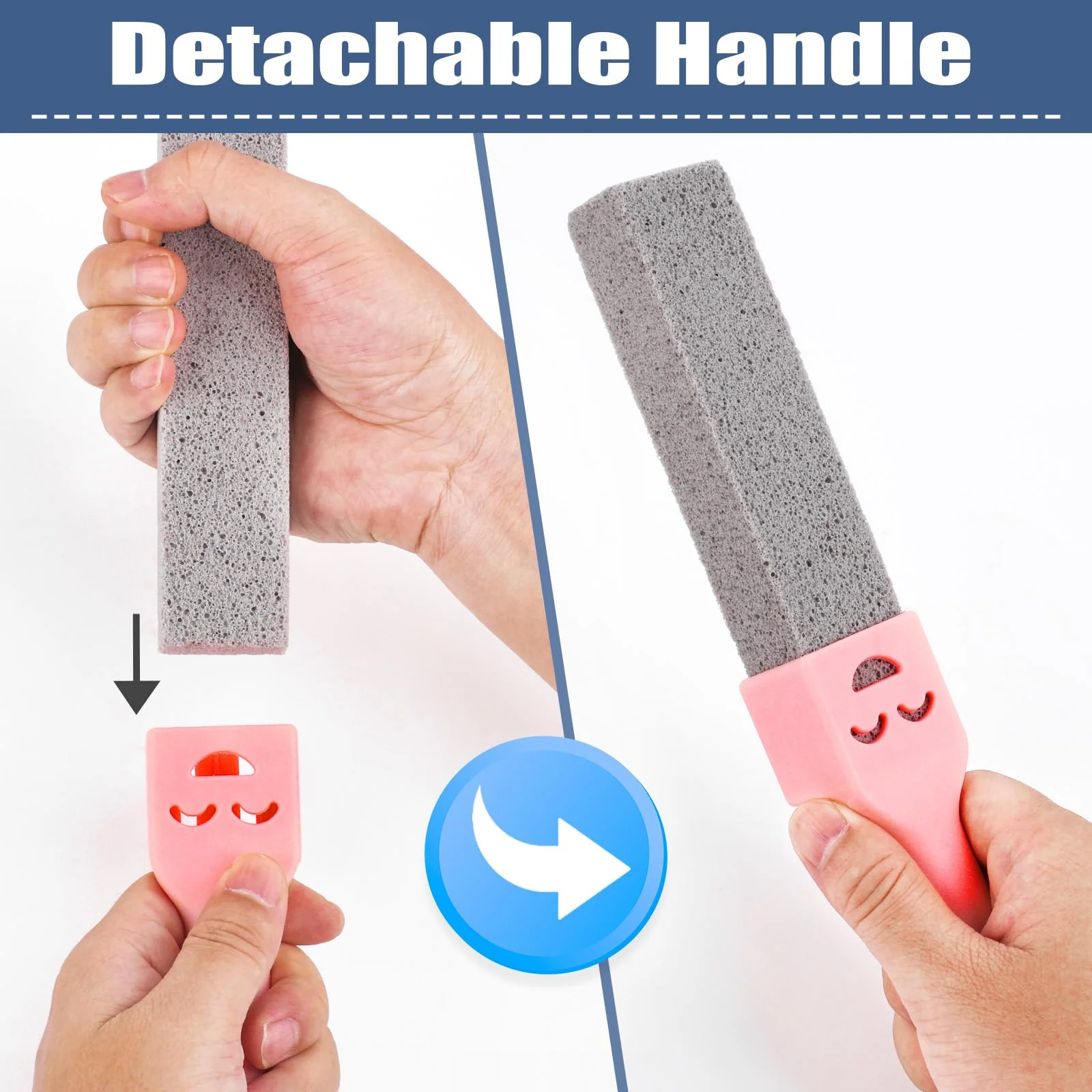 Navona 68 Pack Pumice Stone Scouring Sticks with 8 Universal Handles, Grey Pumice Cleaner for Toilets, Bathrooms & Multi-Surface Hard Water Stain and Limescale Removal - Image 7
