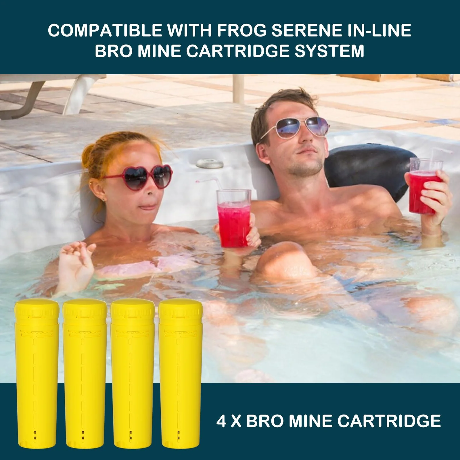 Nayoku Replacement Bromine Cartridges Compatible with Hot Tub Frog Serene Floating System for up to 600 Gallons (4 Pack) - Image 3