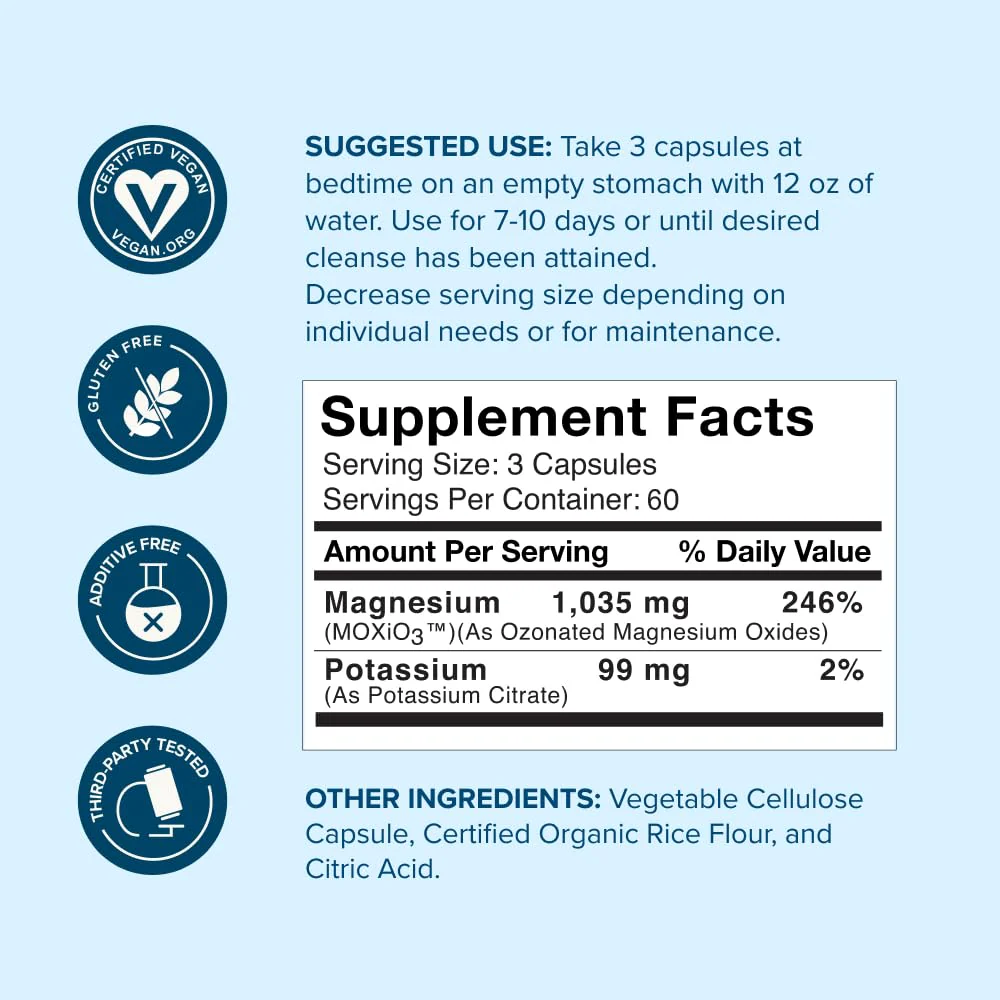 nbpure MagO7 - Natural Colon Cleanse & Detox - Occasional Constipation Relief, Stool Softener, & Bloating Support for Men & Women - Ozonated Magnesium Oxide, 180 Capsules - Image 6