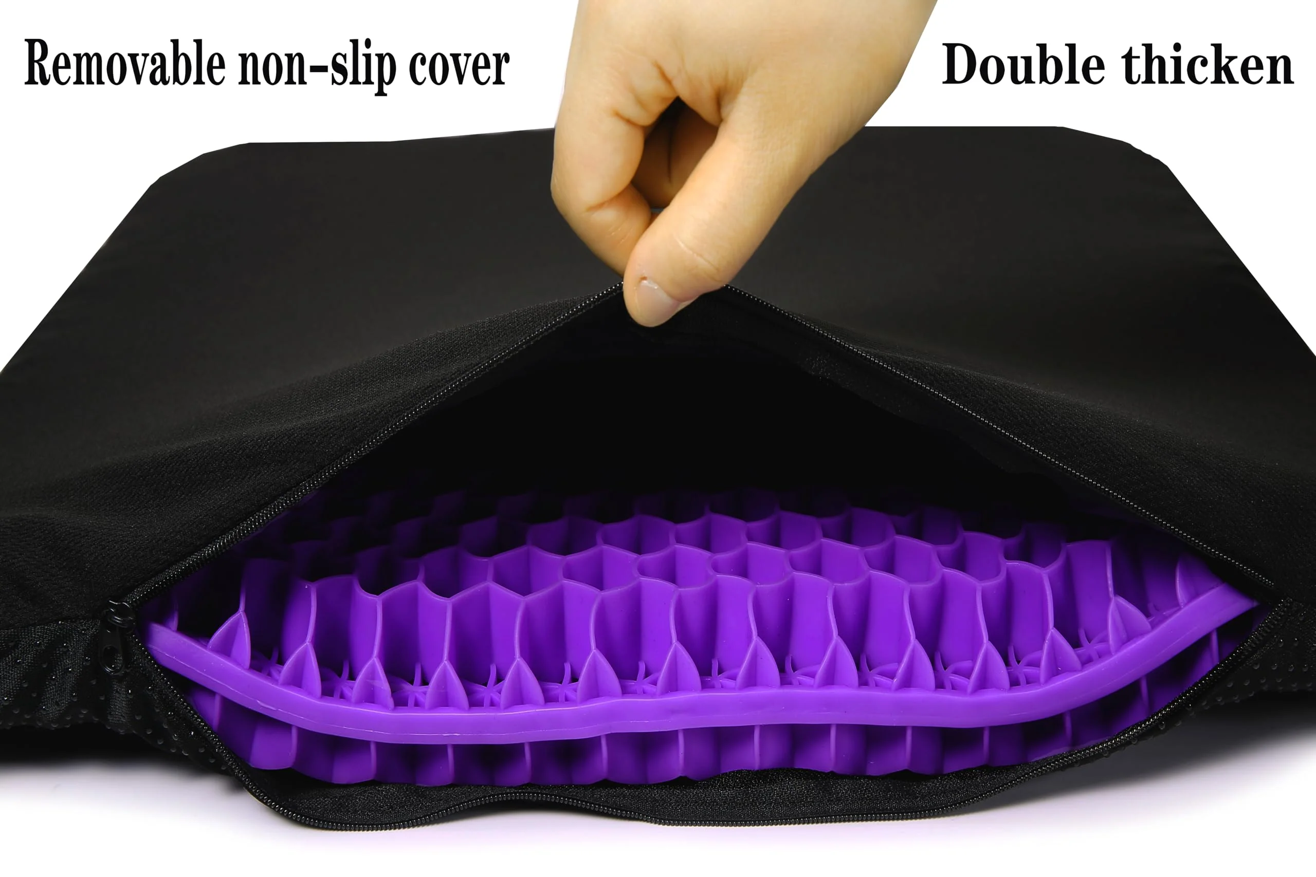 NC Gel Seat Cushion, Breathable Honeycomb Design Seat Cushion ，Body Pressure Distribution Portable Seat Cushion，Gel Seat Cushion for Back Pain Suitable for Home Office Chair Car (Purple+Black) - Image 6