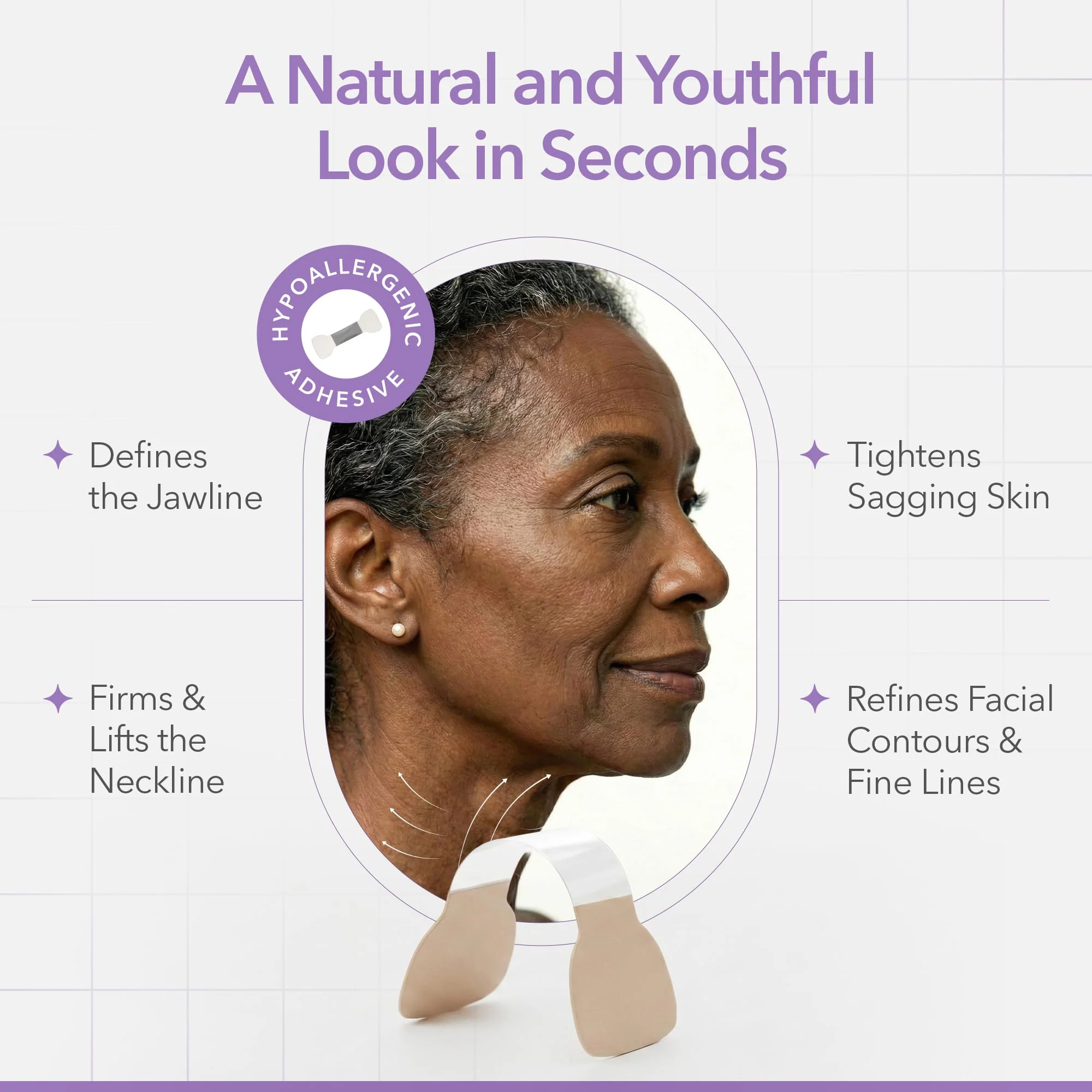 NECK LESS Professional Face Lift Strips – Instant Jawline & Neck Lift Tape | Medical-Grade, Invisible, Waterproof Skin-Tightening Solution | Non-Surgical Facial Tape Kit, 10-Hour Hold (25 Strips) - Image 6