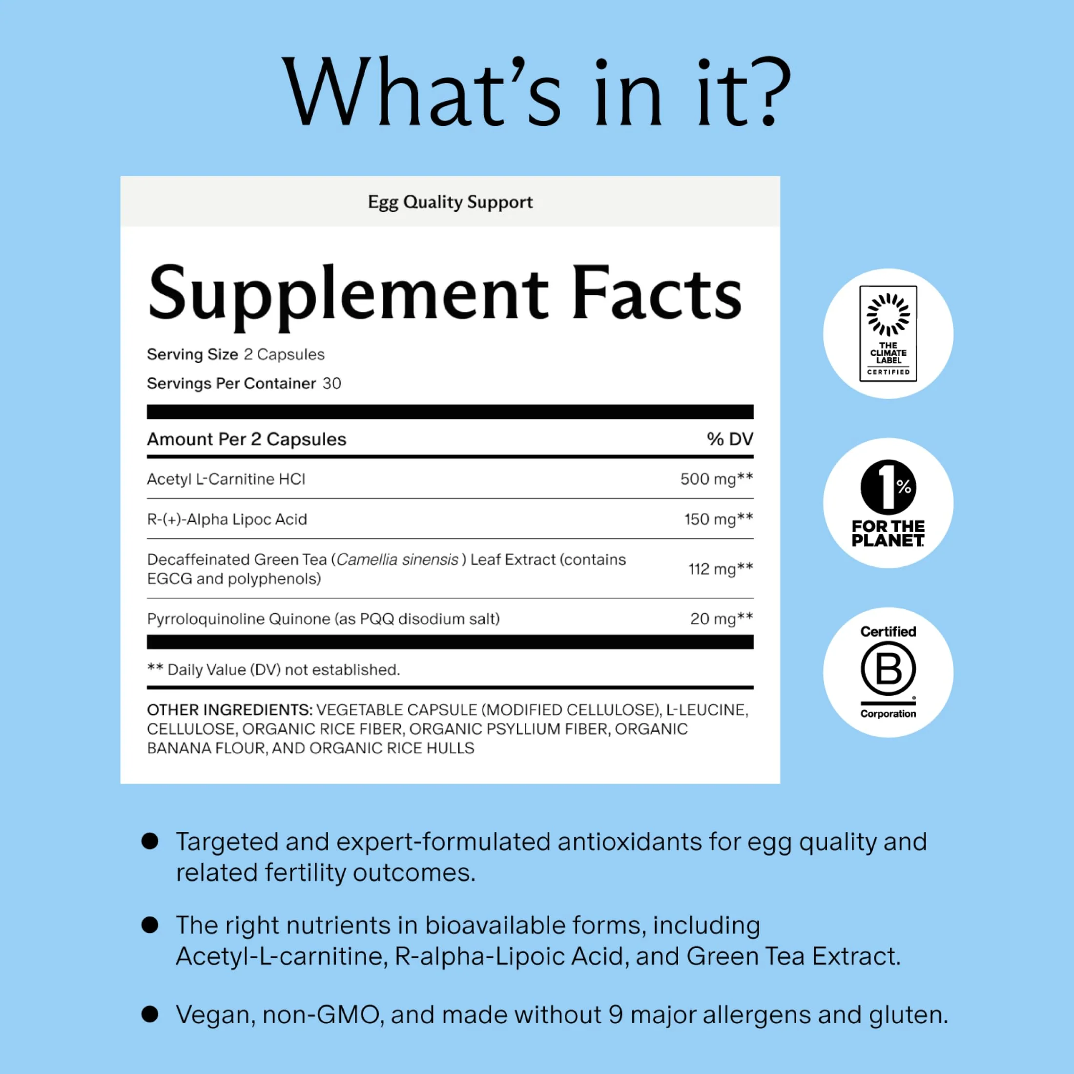 Needed. Egg Quality Support - Optimally Formulated Antioxidants Supplement for Egg Quality - Fertility Support - Fertility Supplement for Women - 60 Capsules - 30 Day Supply - Image 6