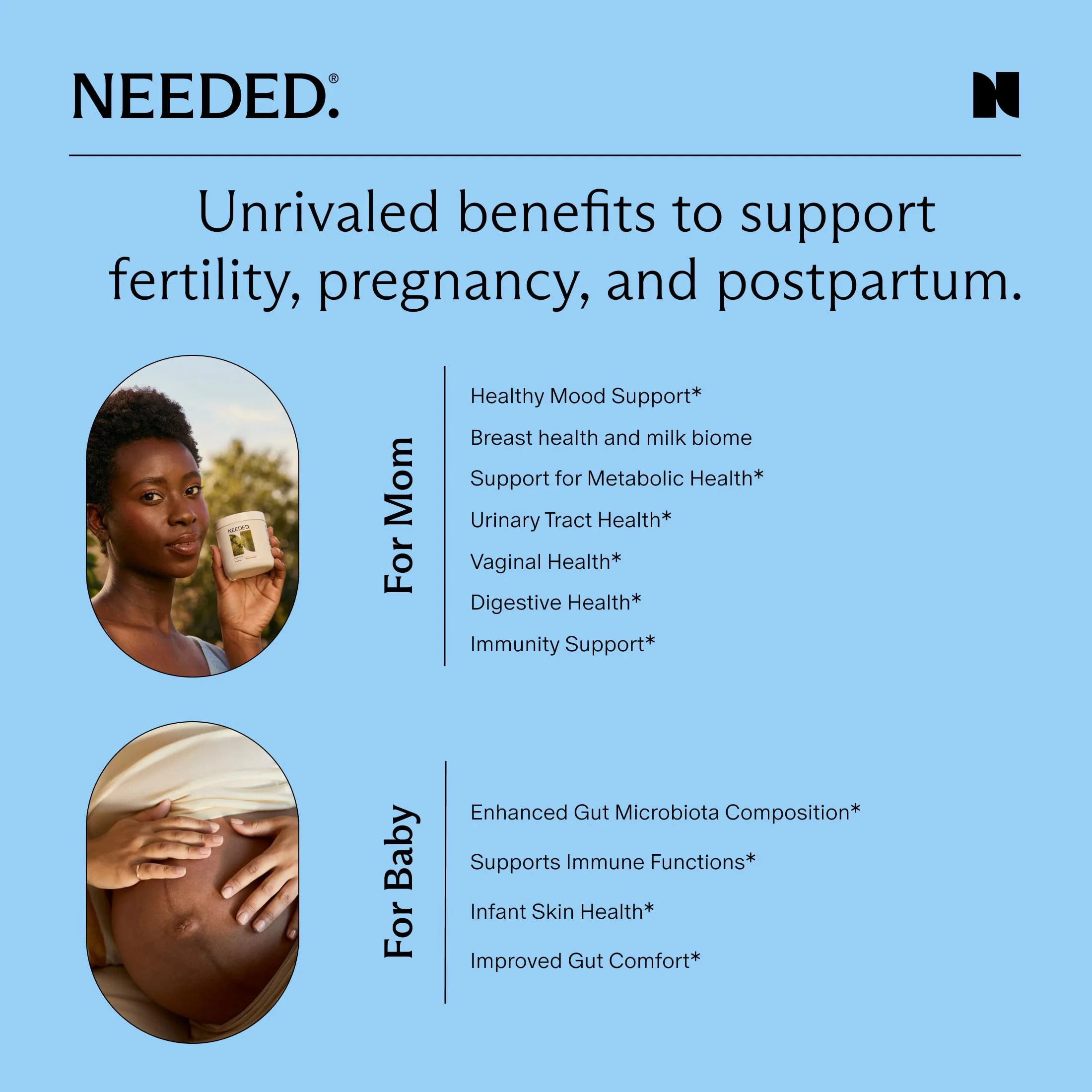 Needed. Expertly-Formulated & Tested Prebiotic & Probiotic for Prenatal, Pregnancy, Breastfeeding, & Postpartum | Balance Mood, Boost Immunity, Healthy Microbiome for Mother & Baby | 60 Capsules - Image 3