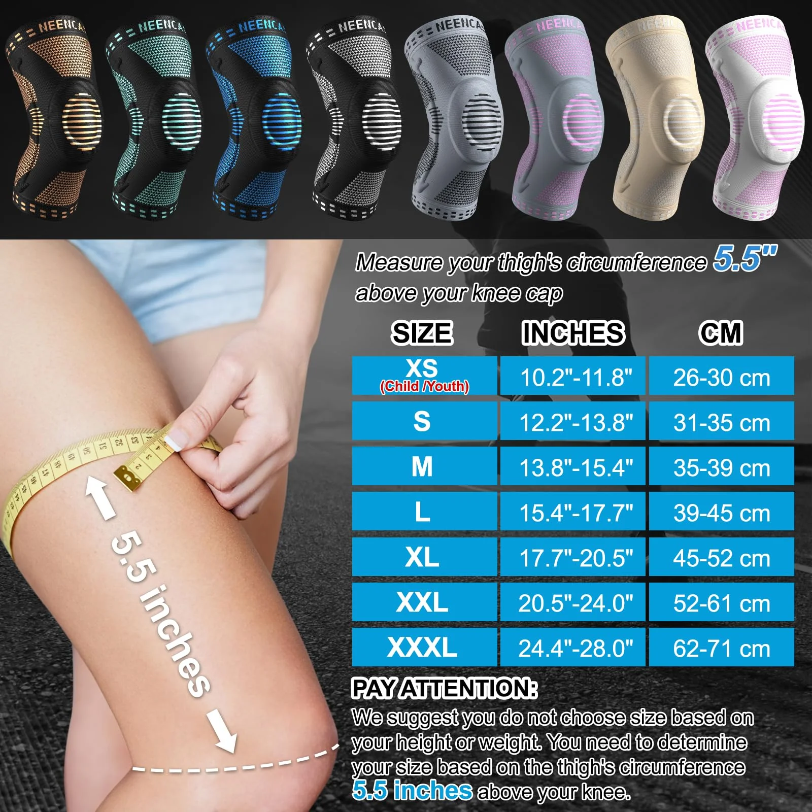 NEENCA Professional Knee Brace, Compression Knee Support with Patella Gel Pad & Side Stabilizers, Medical Knee Sleeve for Pain Relief, ACL,PCL, Meniscus, Injury Recovery, Arthritis, Sports, Workout... - Image 5