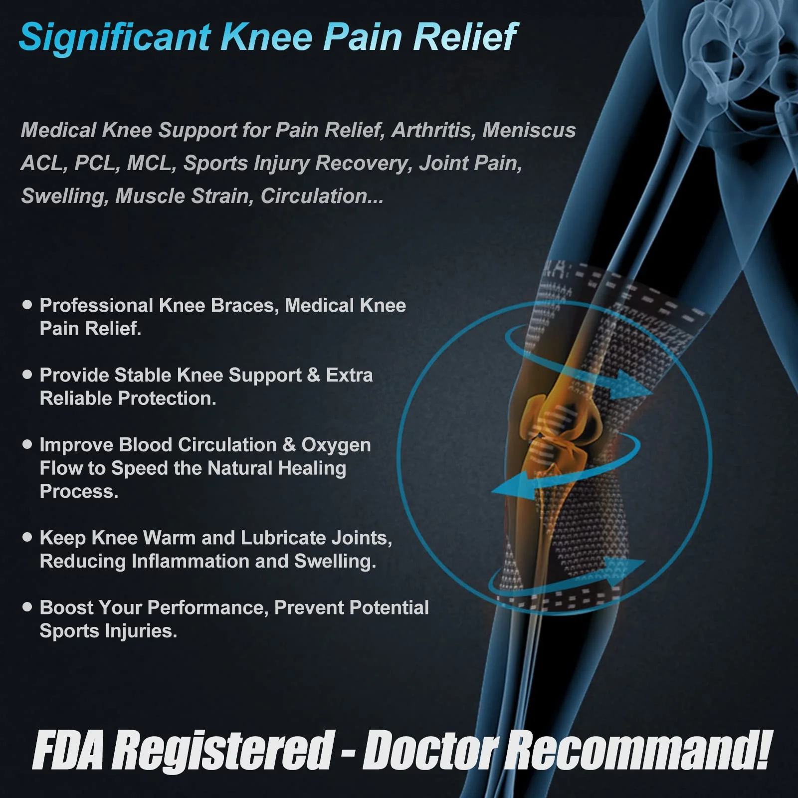 NEENCA Professional Knee Brace, Compression Knee Support with Patella Gel Pad & Side Stabilizers, Medical Knee Sleeve for Pain Relief, ACL,PCL, Meniscus, Injury Recovery, Arthritis, Sports, Workout... - Image 6