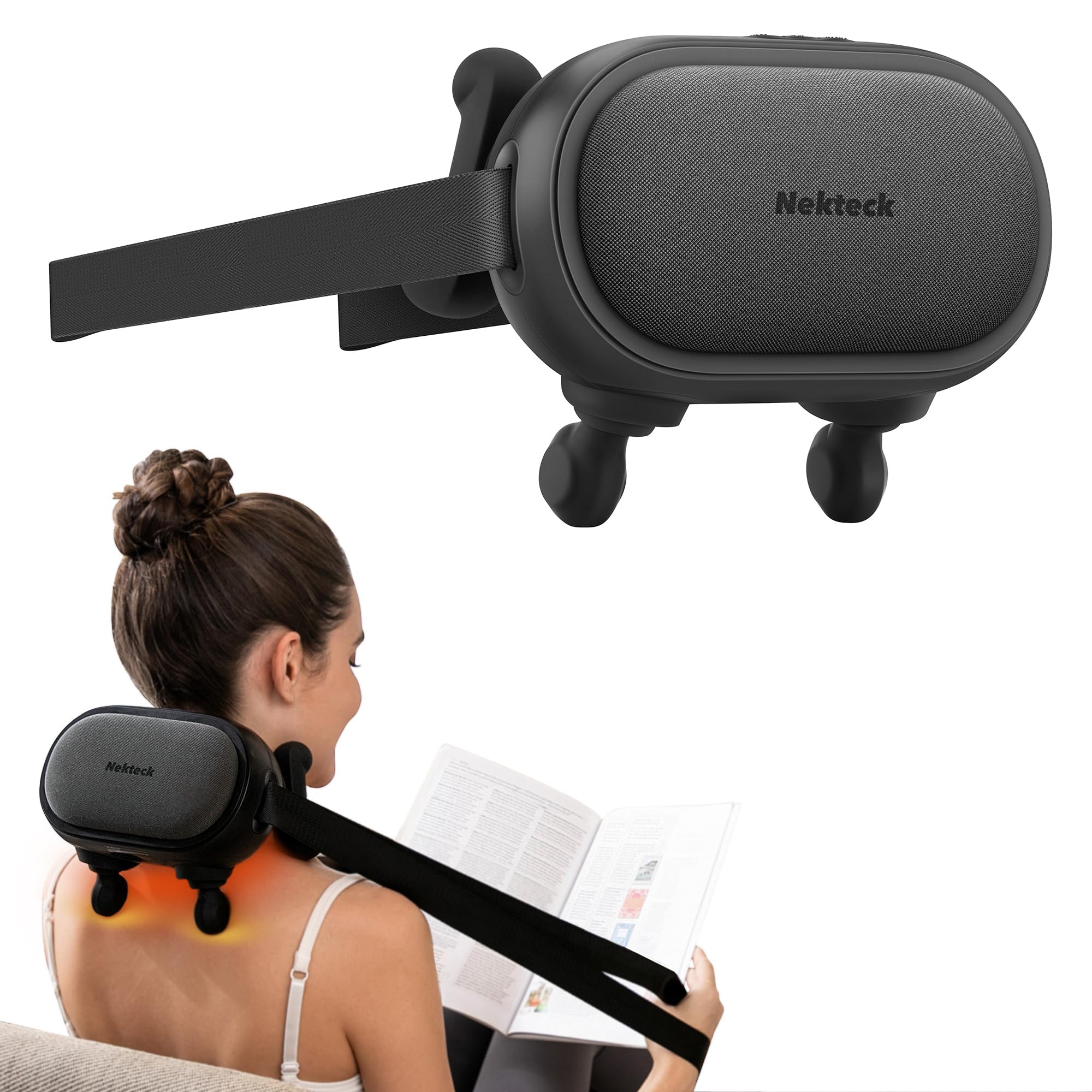 Nekteck Cordless Neck Massager, Shiatsu Neck and Back Massager with Heat, FSA Eligible Gift, Deep Tissue 6D Kneading Massage Pillow for Neck Shoulder Pain Relief, Ideal Christmas Gifts for Men Women