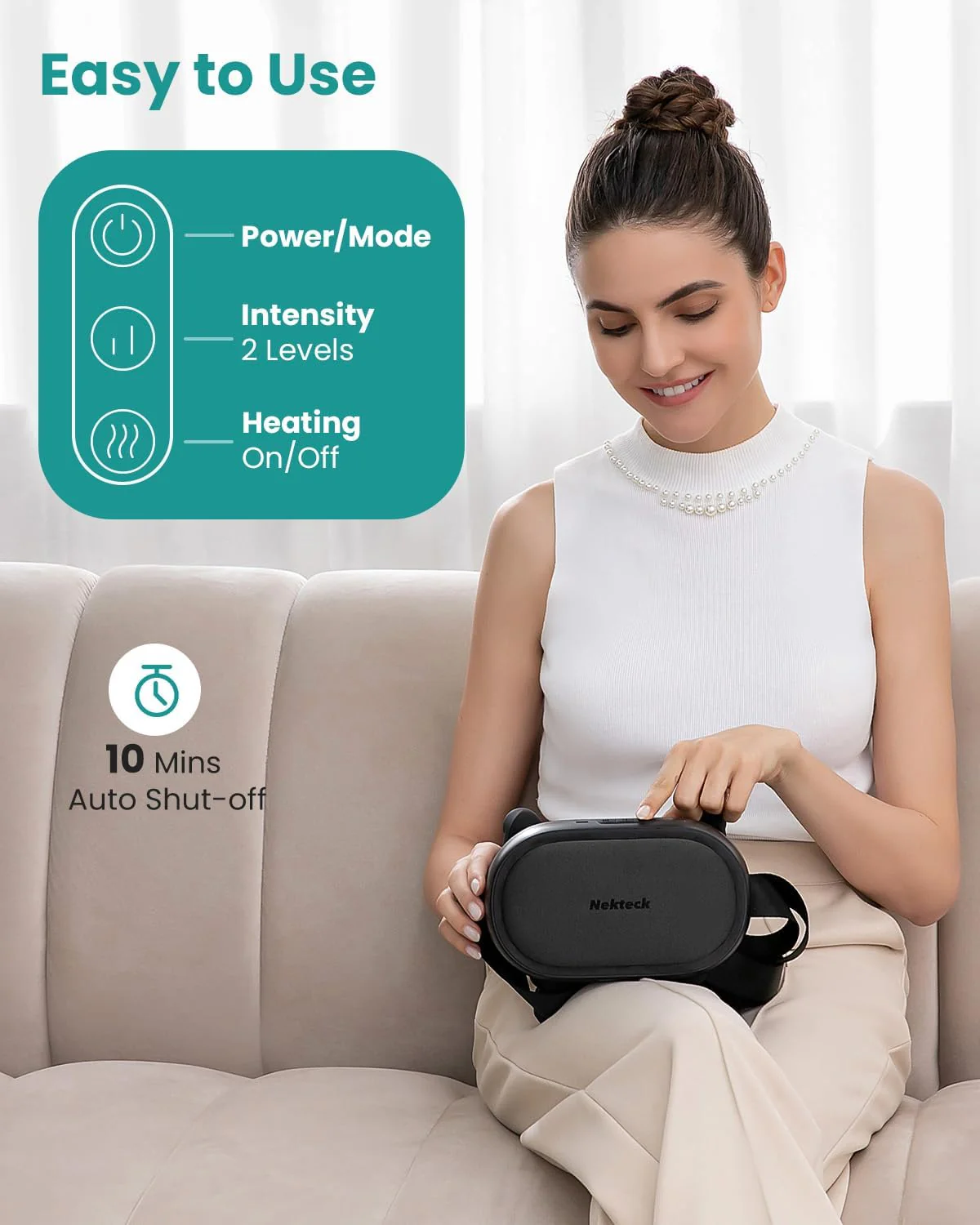Nekteck Cordless Neck Massager, Shiatsu Neck and Back Massager with Heat, FSA Eligible Gift, Deep Tissue 6D Kneading Massage Pillow for Neck Shoulder Pain Relief, Ideal Christmas Gifts for Men Women - Image 4