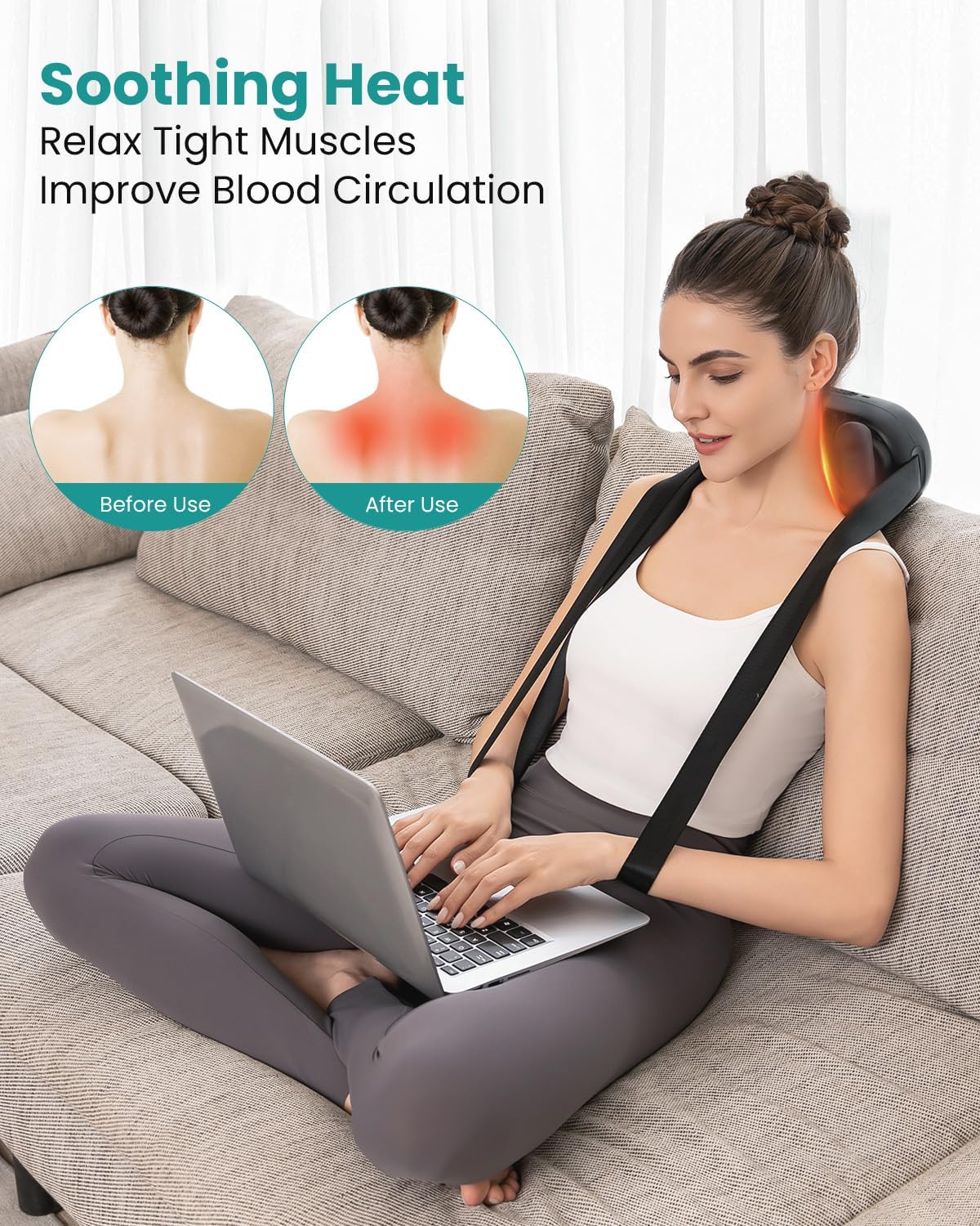 Nekteck Cordless Neck Massager, Shiatsu Neck and Back Massager with Heat, FSA Eligible Gift, Deep Tissue 6D Kneading Massage Pillow for Neck Shoulder Pain Relief, Ideal Christmas Gifts for Men Women - Image 8