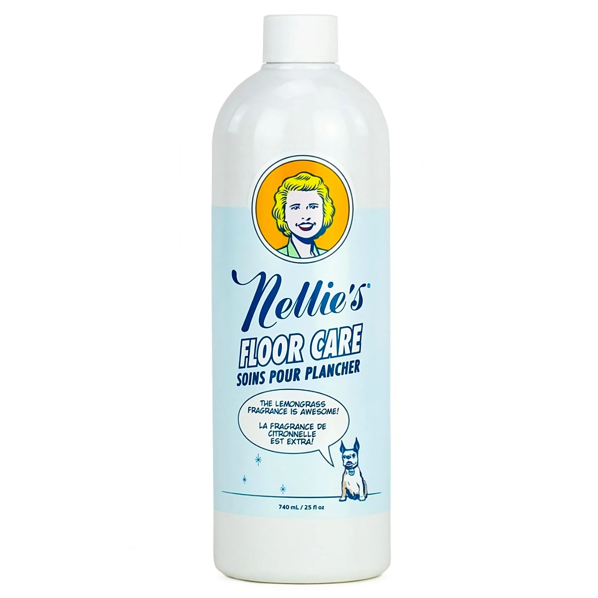 Nellie's Floor Care – Plant-Based Floor Cleaner for Hardwood, Tile, Ceramic, and More – Effectively Lifts Dirt and Odors – Fresh Lemongrass Scent (25 fl oz) - Made in Canada