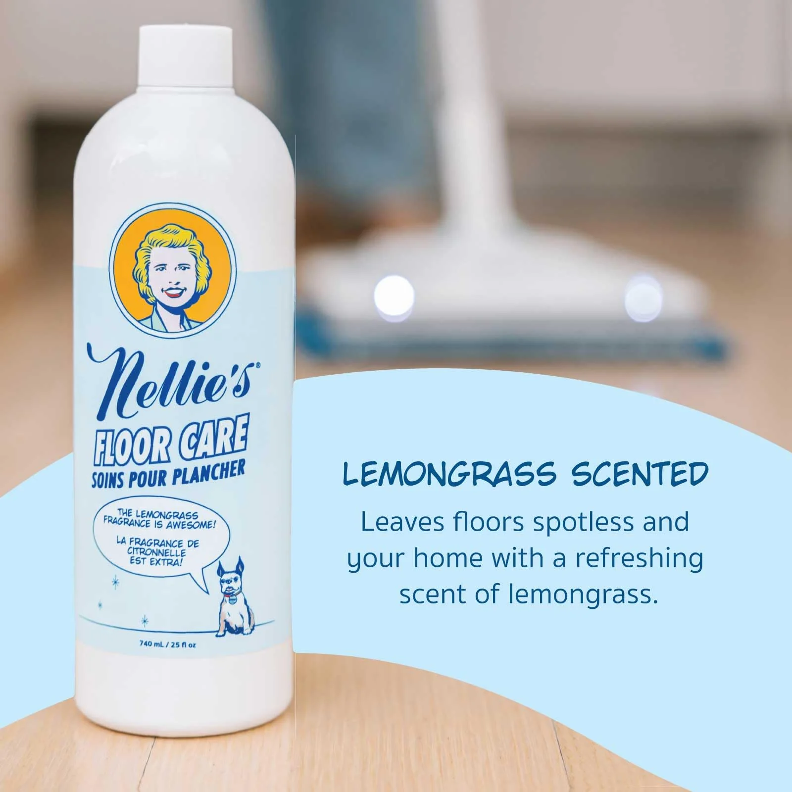 Nellie's Floor Care – Plant-Based Floor Cleaner for Hardwood, Tile, Ceramic, and More – Effectively Lifts Dirt and Odors – Fresh Lemongrass Scent (25 fl oz) - Made in Canada - Image 5