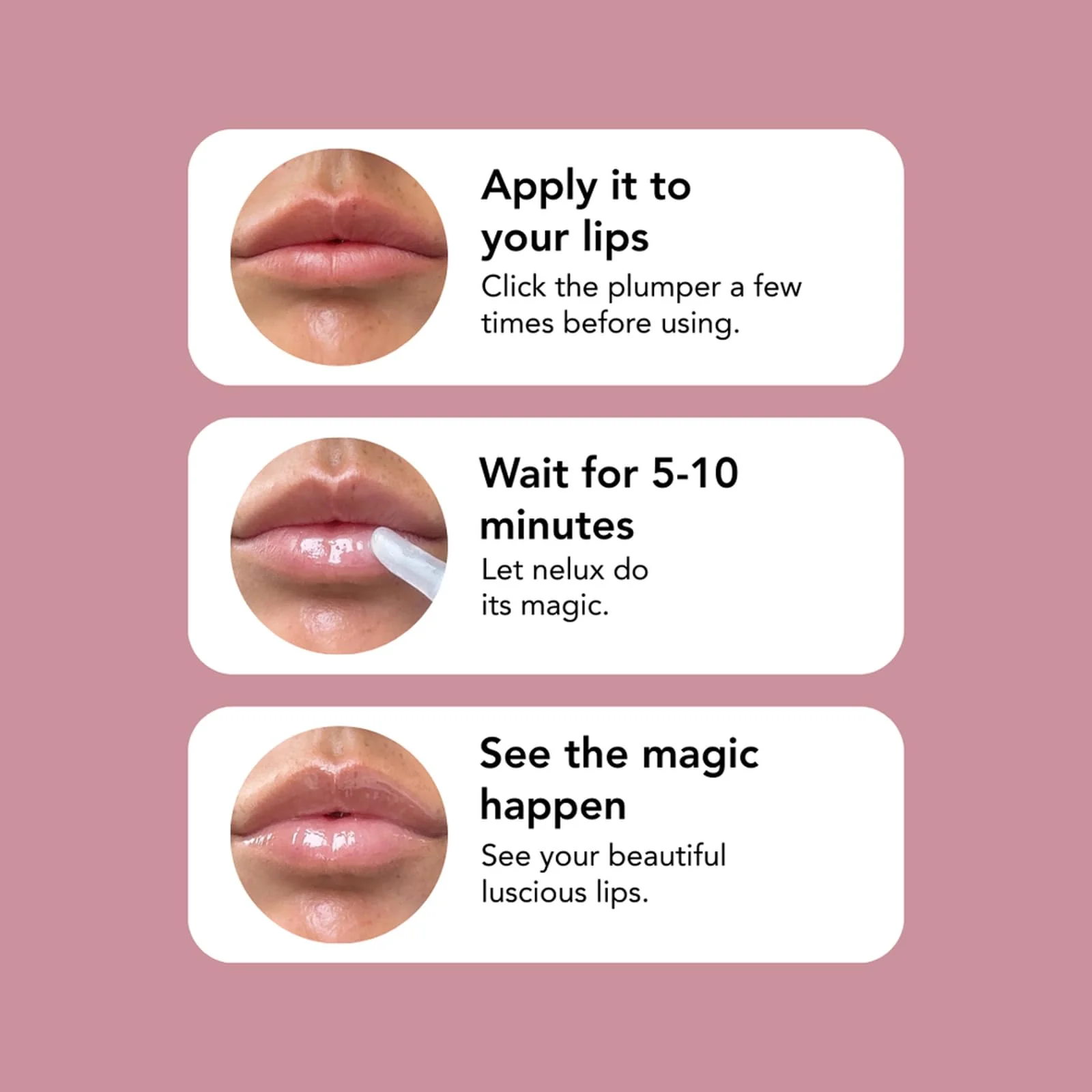 Nelux Lip Plumper, Nelux Hyaluronic Acid Lip Plumper, Instant Hydration While Visibly Cosmetics Boosting Fullness and Smoothness, Natural Lip Plumpers Without Sticky Glosses and Painful Tingles - Image 3