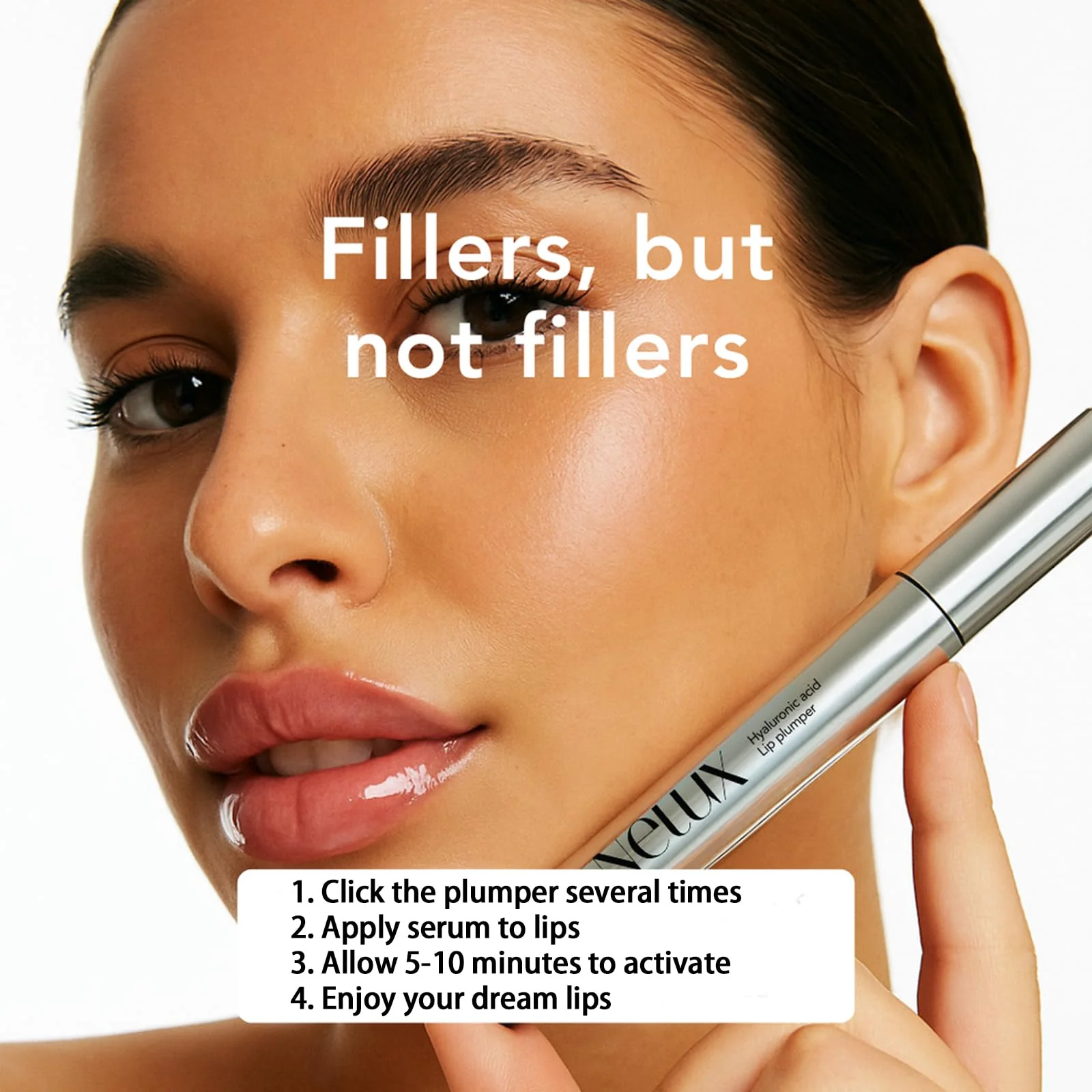Nelux Lip Plumper, Nelux Hyaluronic Acid Lip Plumper, Instant Hydration While Visibly Cosmetics Boosting Fullness and Smoothness, Natural Lip Plumpers Without Sticky Glosses and Painful Tingles - Image 4
