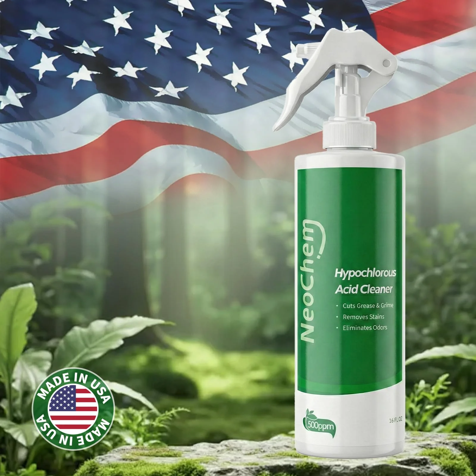 NeoChem Hypochlorous Acid Spray For Cleaning, 500ppm Hypochlorous Acid,Cuts Grease, Removes Stains, Eliminates Odors - No Rinse, No Harsh Fumes, Biodegradable (16oz*4) - Image 3