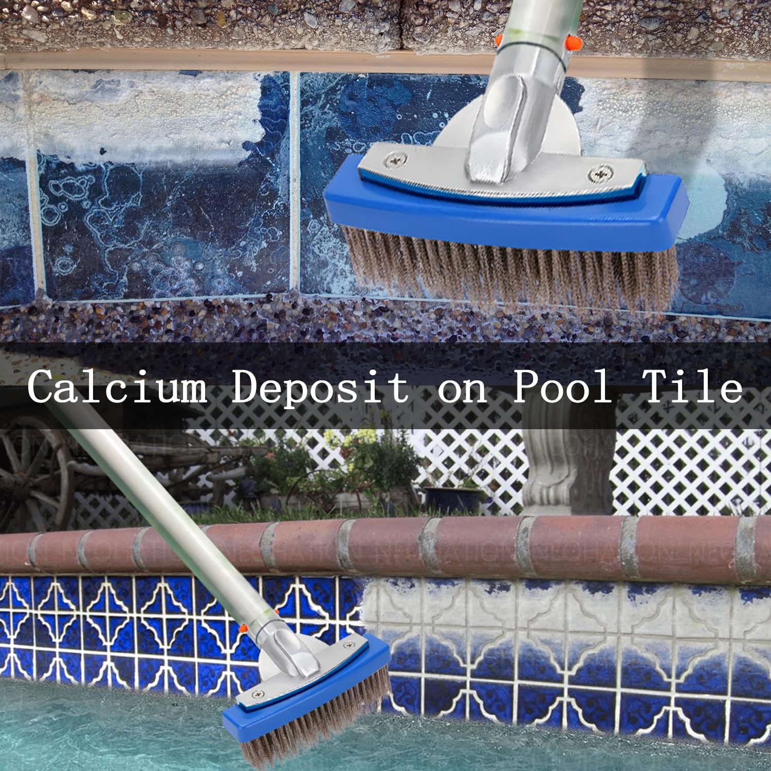 NEOHATION Pool Pumice Stone and 5 inch Stainless Steel Pool Brush Kit with EZ-Clip Handle to Reomve Erase Rust Stain Spot in Concrete Plaster Pool Spa and Calcium Deposit on Pool Tile, BPST01 - Image 5