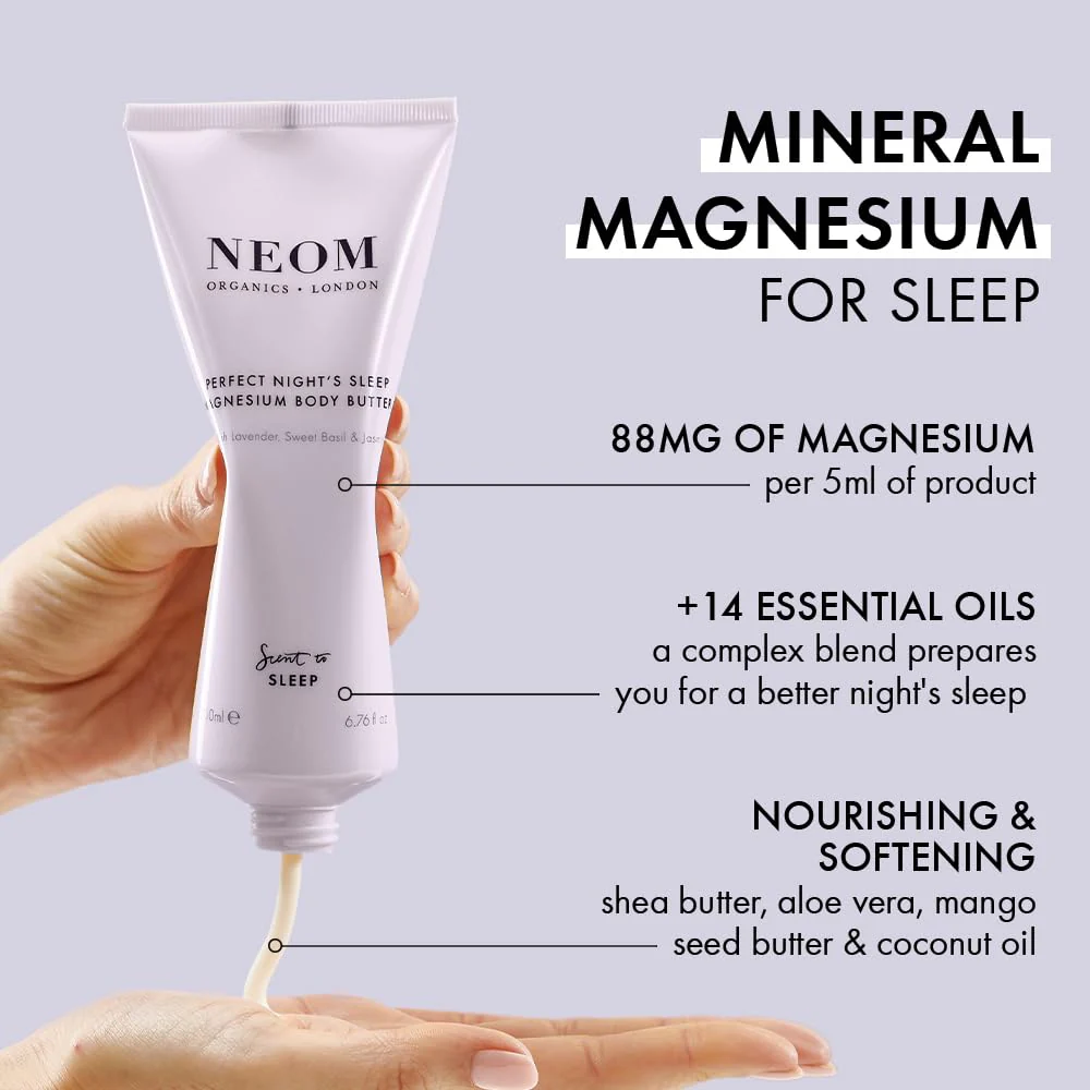 Neom - Perfect Night's Sleep Magnesium Body Butter | 6.76 Fl Oz (200ml) | Lavender, Chamomile, & Patchouli | Lotion for Sleep with Essential Oils | 100% Natural Fragrances | Nourish & Soften - Image 6