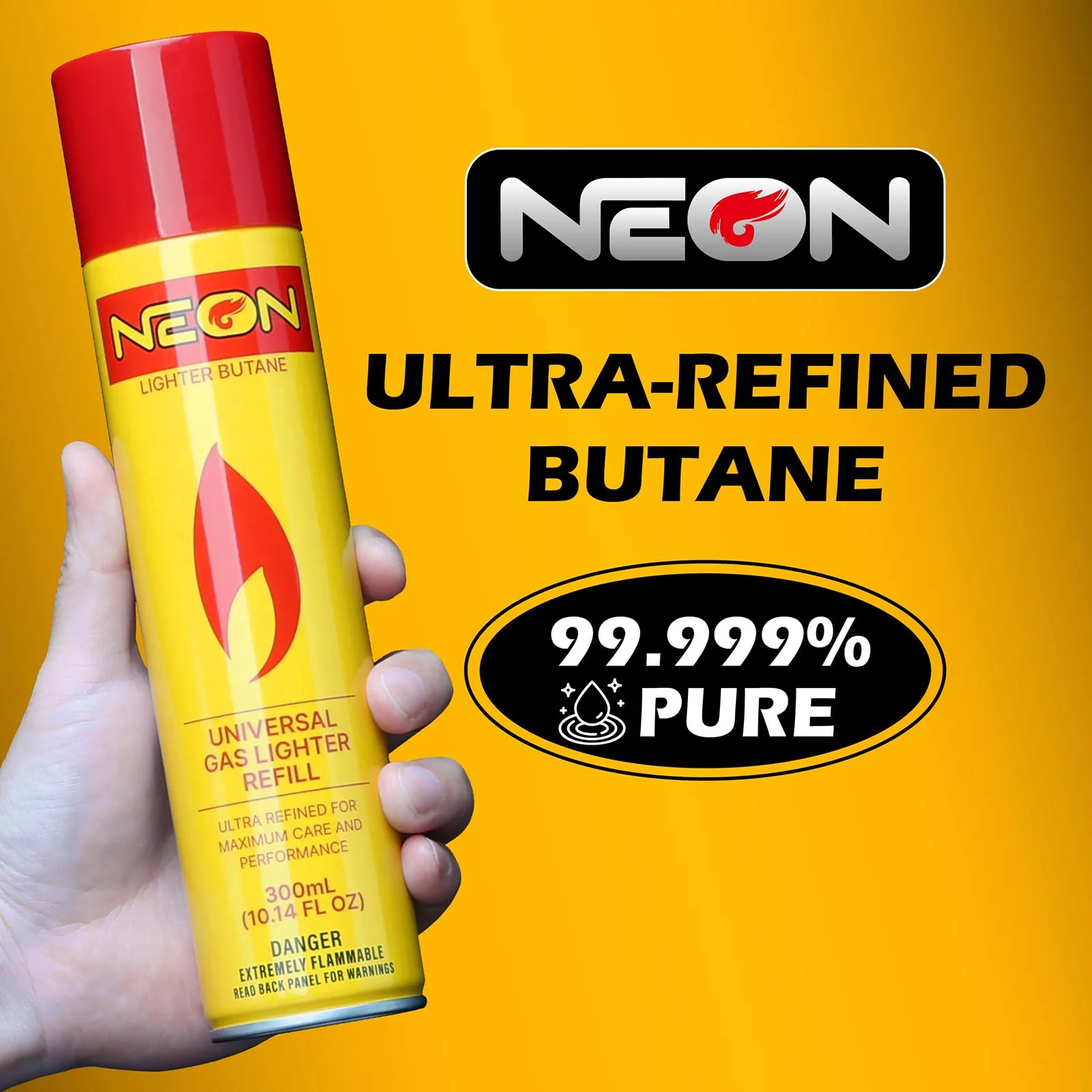 NEON Butane Fuel Refill, 300ml x 4 Cans Ultra Refined Lighter Fluid, Premium 99.999% Pure Butane Gas with Metal Nozzle and 5 Butane Adapter Tips for Torch Lighter, Kitchen Torches, Refillable Lighters - Image 7