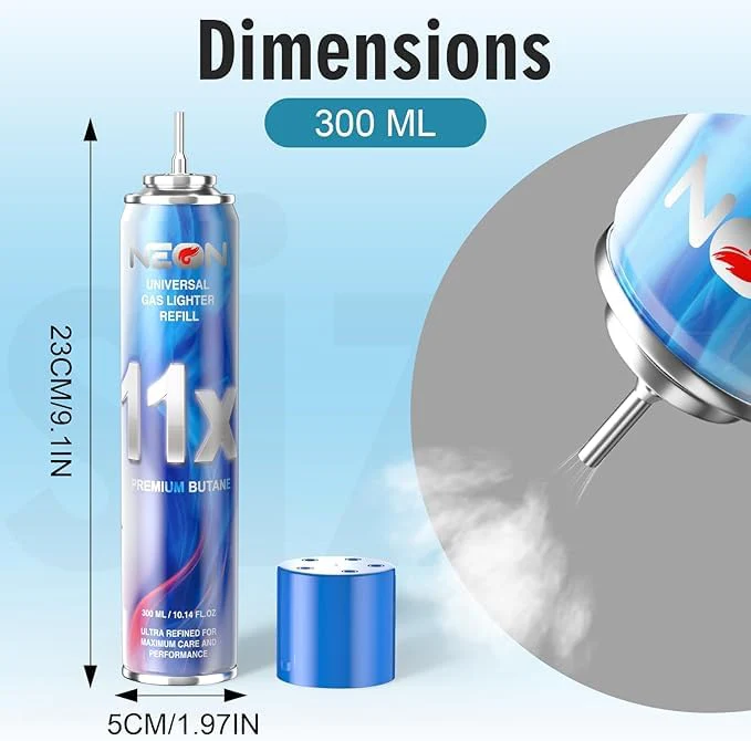 NEON Butane Lighter Refill 11X Ultra Refined Fuel Bundle, 300ml Premium Gas for Refillable Lighters and Torches, Universal Butane Fuel for Lighters Culinary Use and Stove Refilling – Pack of 4 - Image 5