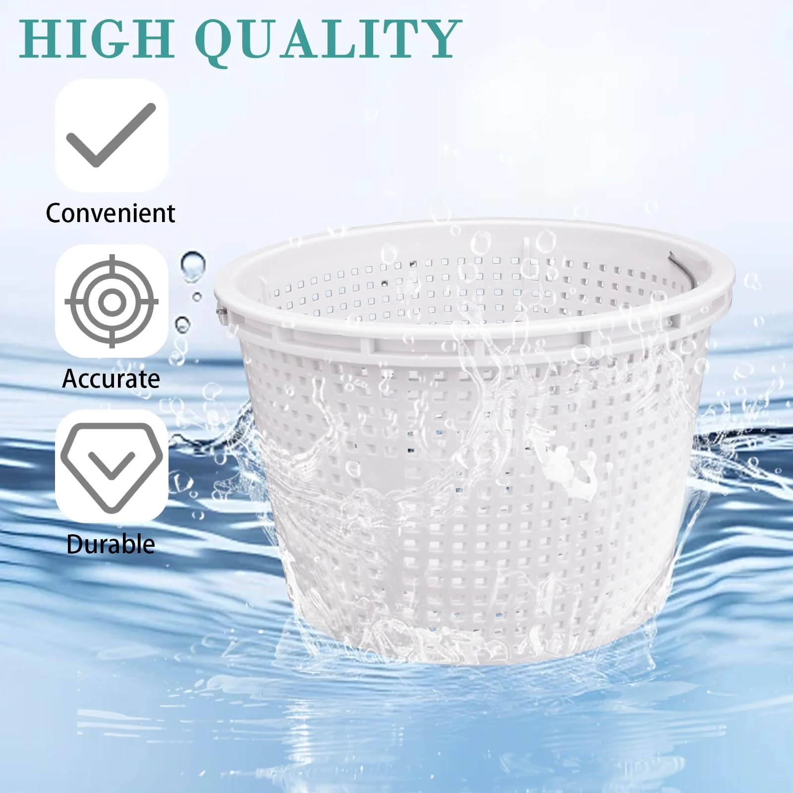 Neowah 8" Pool Skimmer Basket for Inground Pool, Compatible with Pentair U-3 Skimmer Basket 08650-0007 and Hayward SP1070 SPX1070E Pool Basket,with Built-in Brass Weight, Handle and Rubber Grip - Image 3
