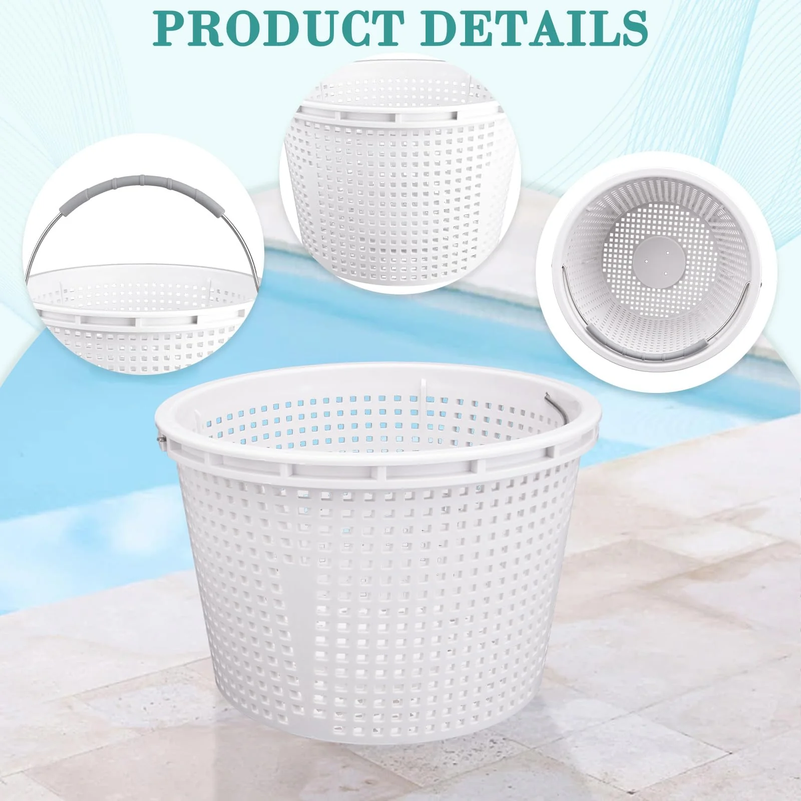 Neowah 8" Pool Skimmer Basket for Inground Pool, Compatible with Pentair U-3 Skimmer Basket 08650-0007 and Hayward SP1070 SPX1070E Pool Basket,with Built-in Brass Weight, Handle and Rubber Grip - Image 7