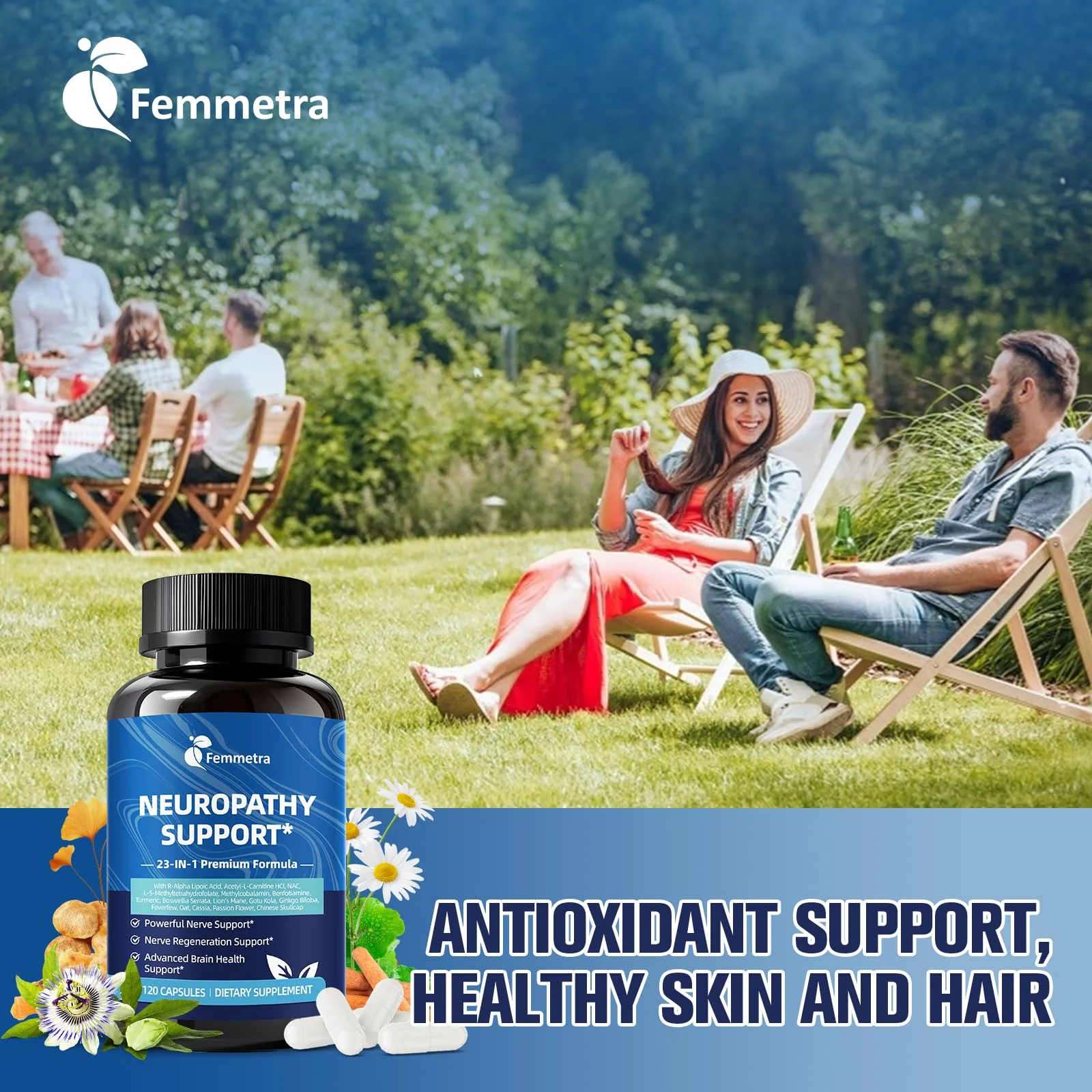 Nerve & Peripheral Neuropathy Support Supplement with 1200mg R-Alpha Lipoic Acid L-Carnitine Vitamin B12 B1 B6 D3 E Folate Lions Mane NAC Magnesium Turmeric - Liver Detox, Antioxidant & Mental Support - Image 2