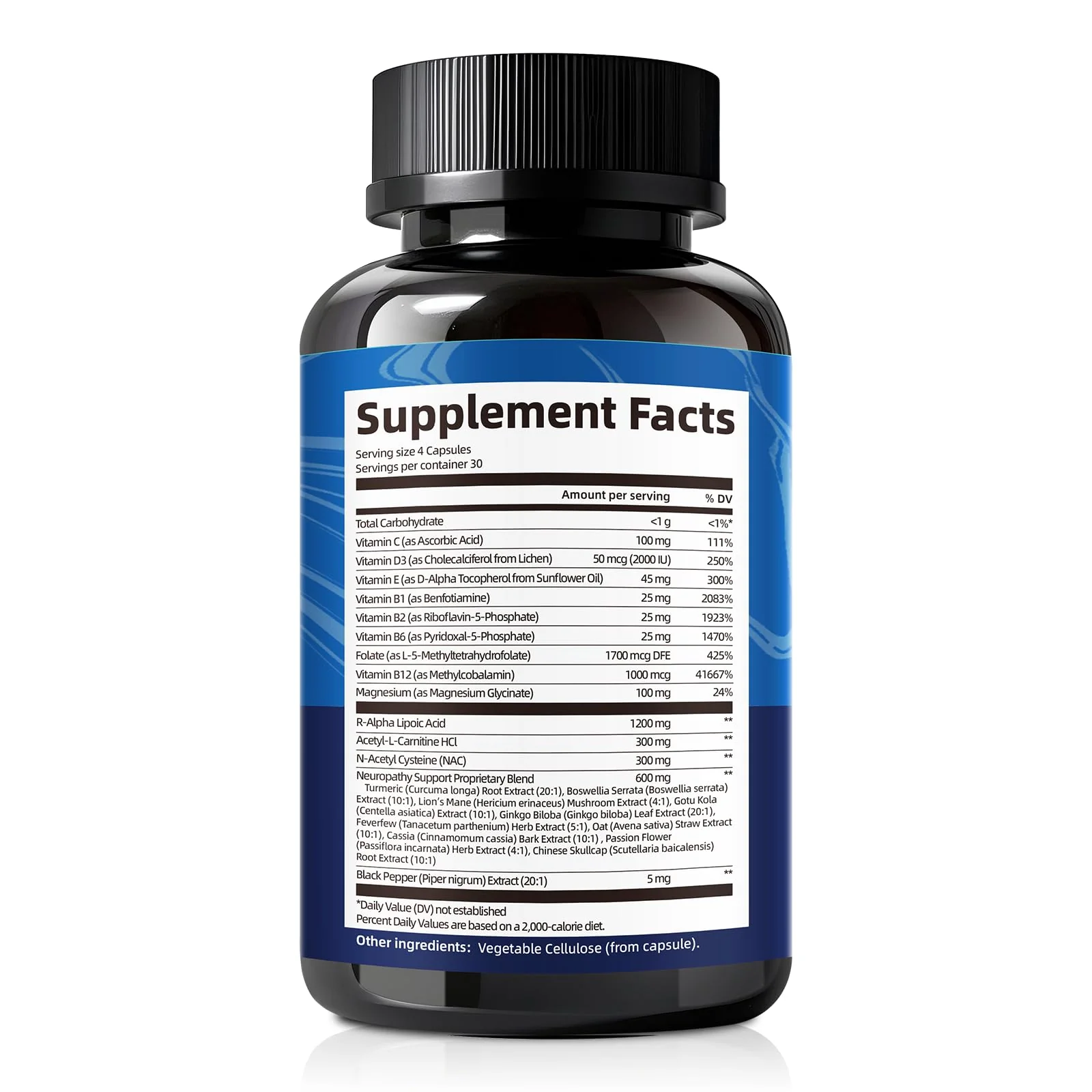 Nerve & Peripheral Neuropathy Support Supplement with 1200mg R-Alpha Lipoic Acid L-Carnitine Vitamin B12 B1 B6 D3 E Folate Lions Mane NAC Magnesium Turmeric - Liver Detox, Antioxidant & Mental Support - Image 5